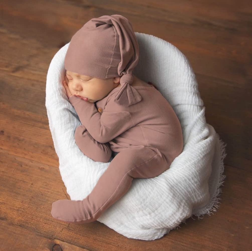 Adorable Newborn Baby Boy Girl Crochet Photo Shoot Outfit Set - Hat, Pants & Matching Top - Perfect for 0-3 Month Photography Props, First Birthday & Milestone Pictures