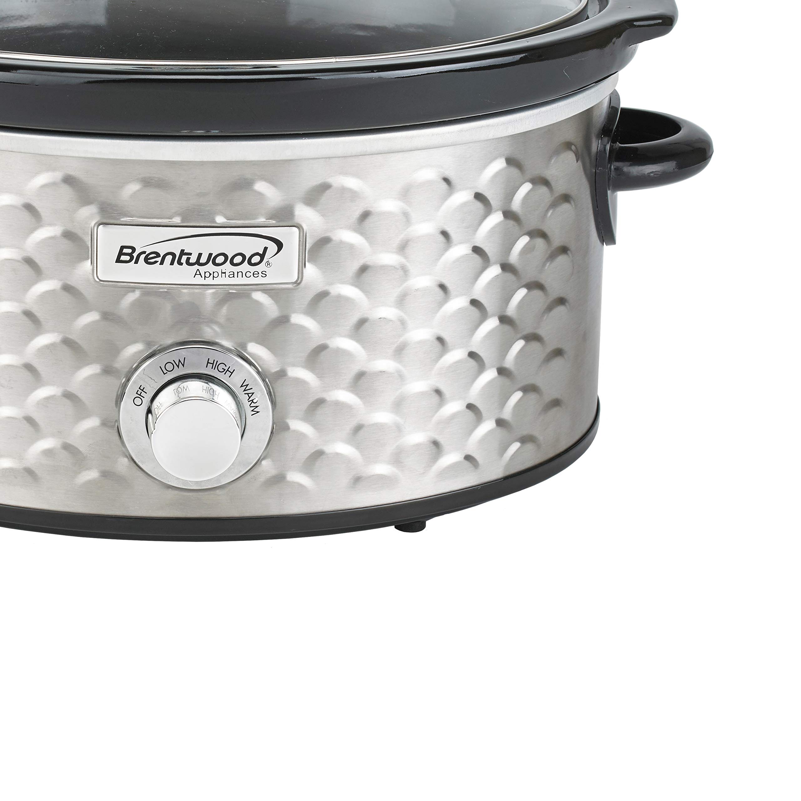 Brentwood SC-140S 4.5 Quart Stainless Steel Slow Cooker with Scallop Design - Perfect for Family Dinners, Potlucks & Meal Prep