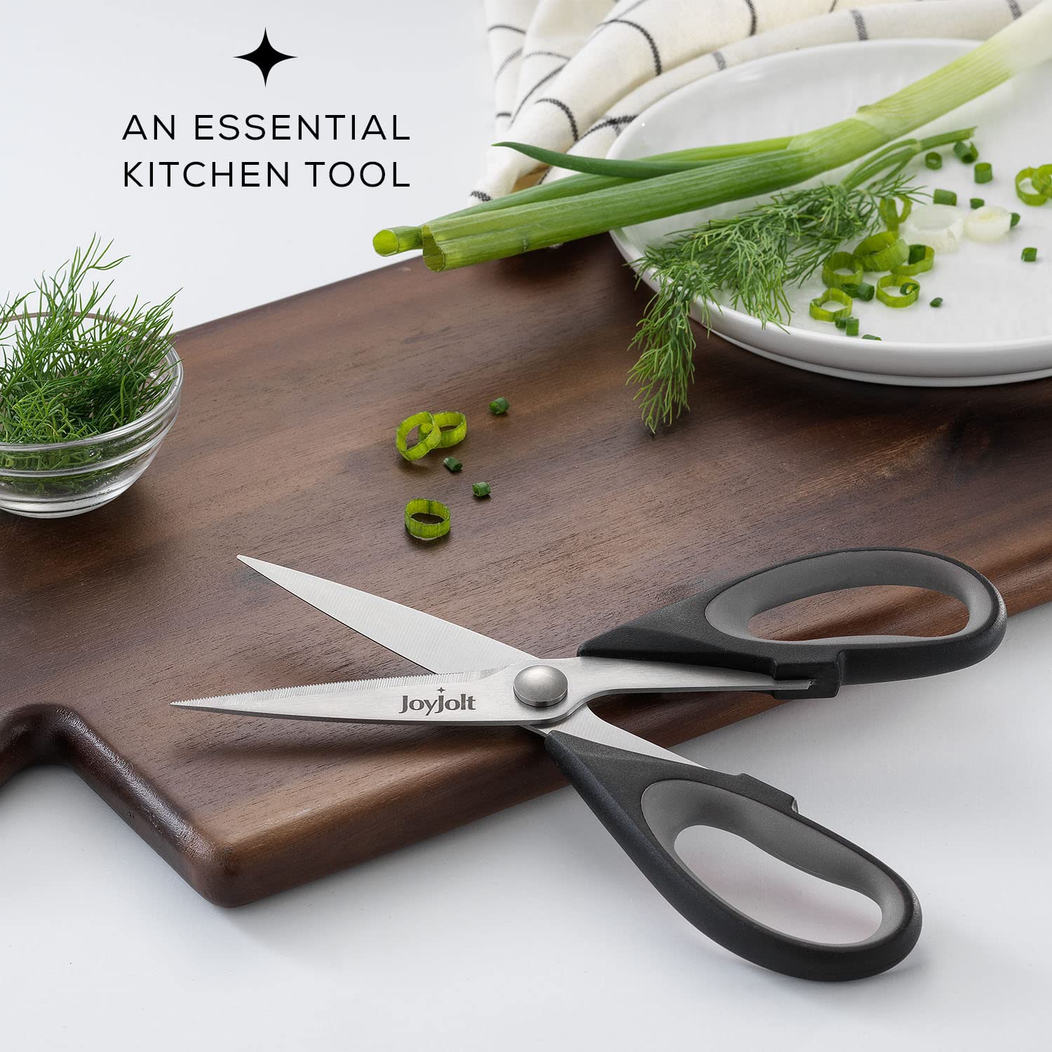 JoyJolt Heavy Duty Kitchen Shears (2-Pack) - Stainless Steel Multi-Purpose Scissors for Herbs, Vegetables, Meat & Poultry - Dishwasher Safe with Protective Sheaths - Perfect for Cooking, Food Prep & Butchering