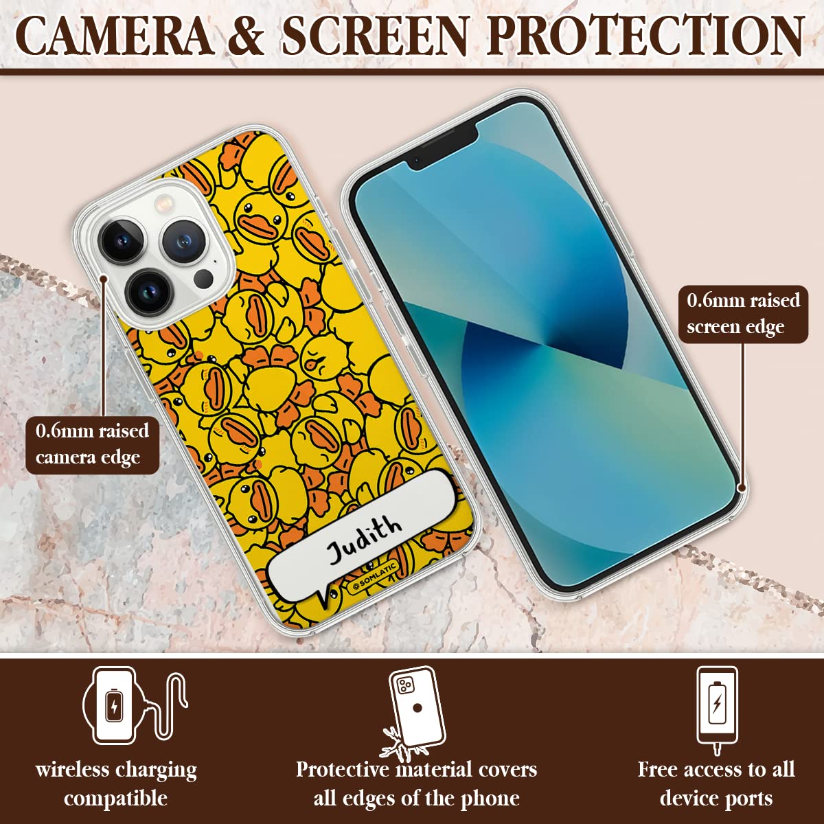 Custom Rubber Duck Phone Case - Funny Cute Duck Design Protective Cover for iPhone 16/15/14/13/12/11/XR/X/XS/8/7/Plus/Mini/Pro/Max - Perfect Gift for Men Women Kids - Great for Bath Time, Pool Parties & Summer Fun