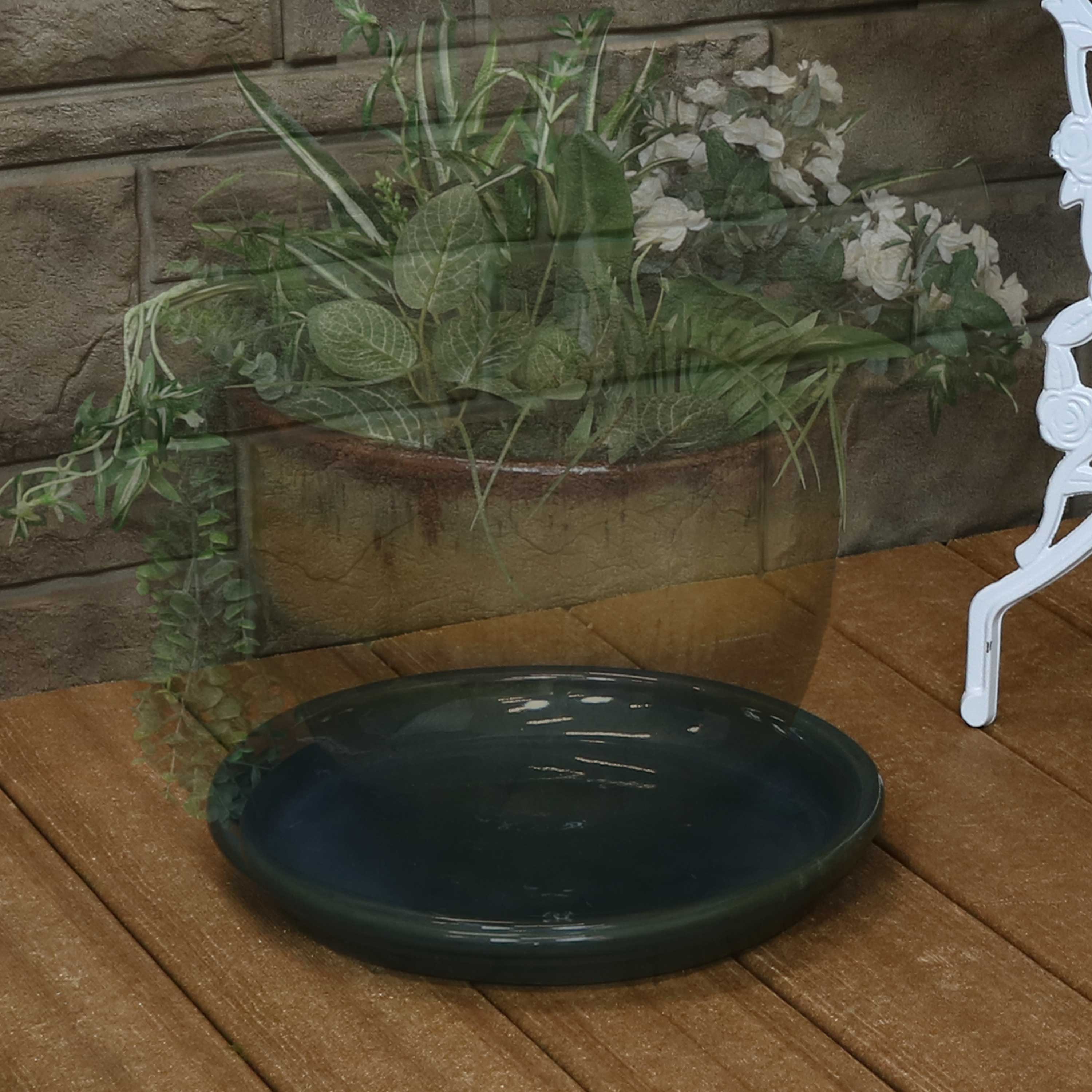 Sunnydaze 4-Pack Glazed Ceramic Plant Saucers for Indoor & Outdoor Potted Plants – Perfect for Home, Garden, and Patio Decor