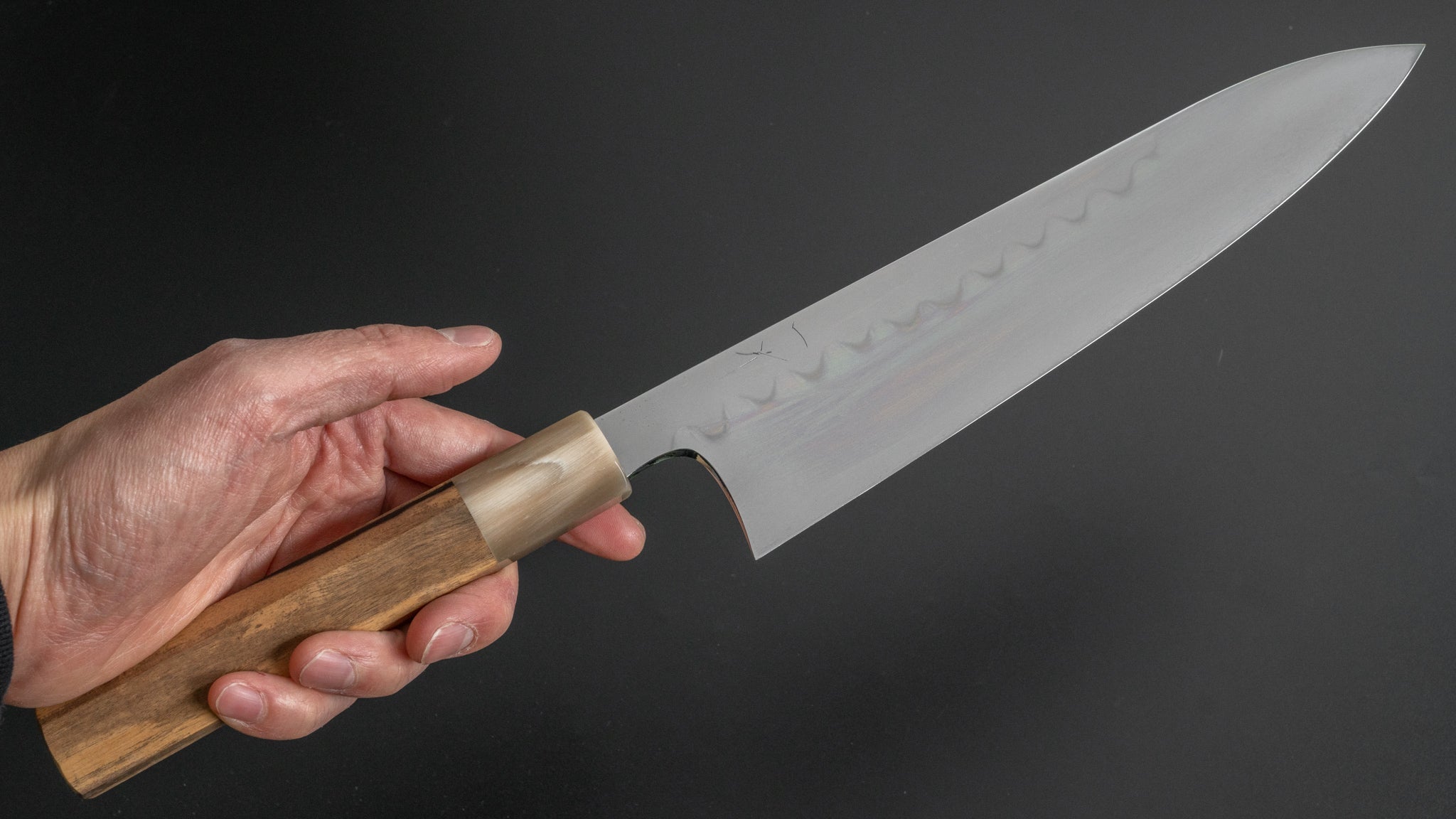 Hitohira Togashi Yohei White #1 Mizu Honyaki Gyuto 240mm Japanese Chef Knife - Kurokaki Persimmon Wood Handle with Saya (#042) - Perfect for Professional Chefs & Home Cooking Enthusiasts