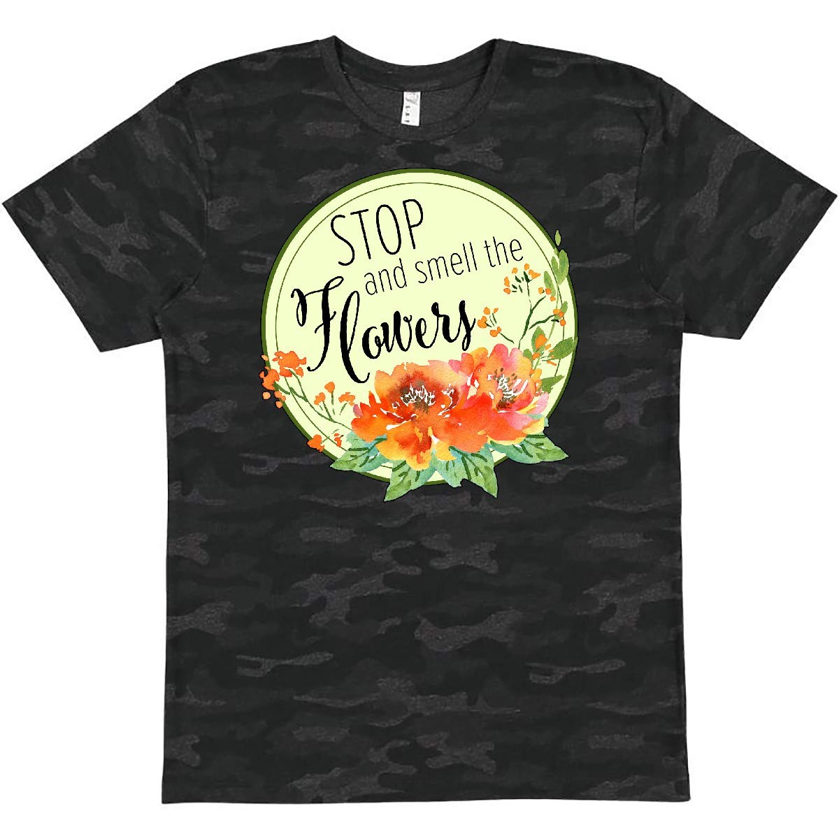 Inktastic Stop and Smell The Flowers Watercolor Print Women's T-Shirt - Soft Cotton Casual Tee for Spring Outfits, Gardening & Outdoor Activities