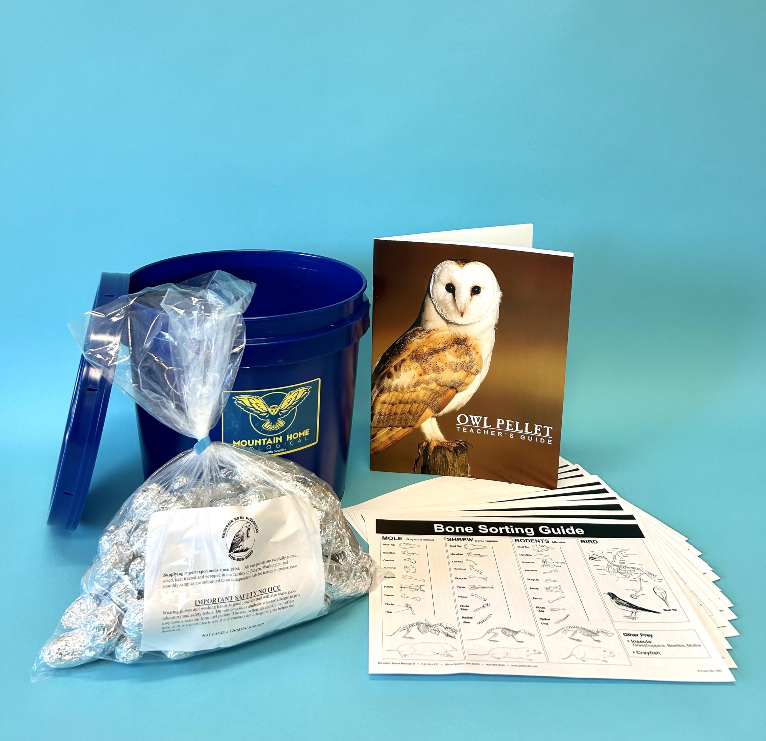 P1A-50: 50 Large Owl Pellets for Science Classrooms - Includes Teacher's Guide & Bone Sorting Sheets | STEM Education, Biology Dissection Lab, Animal Study