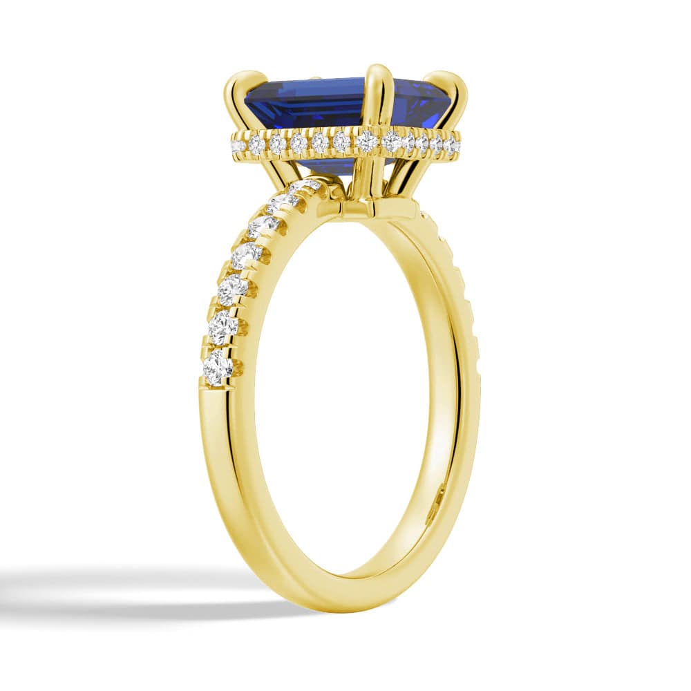 Exquisite Emerald Cut Blue Sapphire & White Sapphire Ring for Women – Elegant Wedding, Engagement, Anniversary Gift – Perfect for Special Occasions