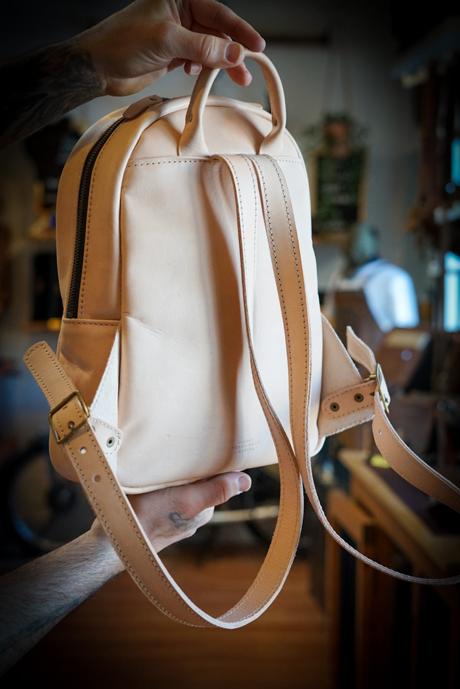 Premium Mini Venture Backpack - Genuine Vegetable-Tanned Leather - Perfect for Travel, Hiking & Everyday Use