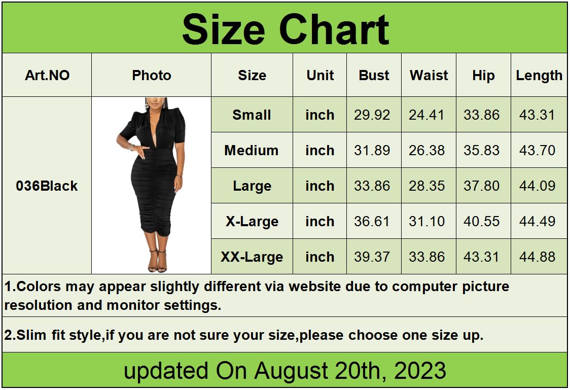 Sexy Black Bodycon Dress for Women - Deep V Neck, Short Sleeve, Ruched Slim Midi Dress for Club, Night Out, Party & Date Night | Perfect for Cocktail Parties, Girls Night Out & Special Occasions