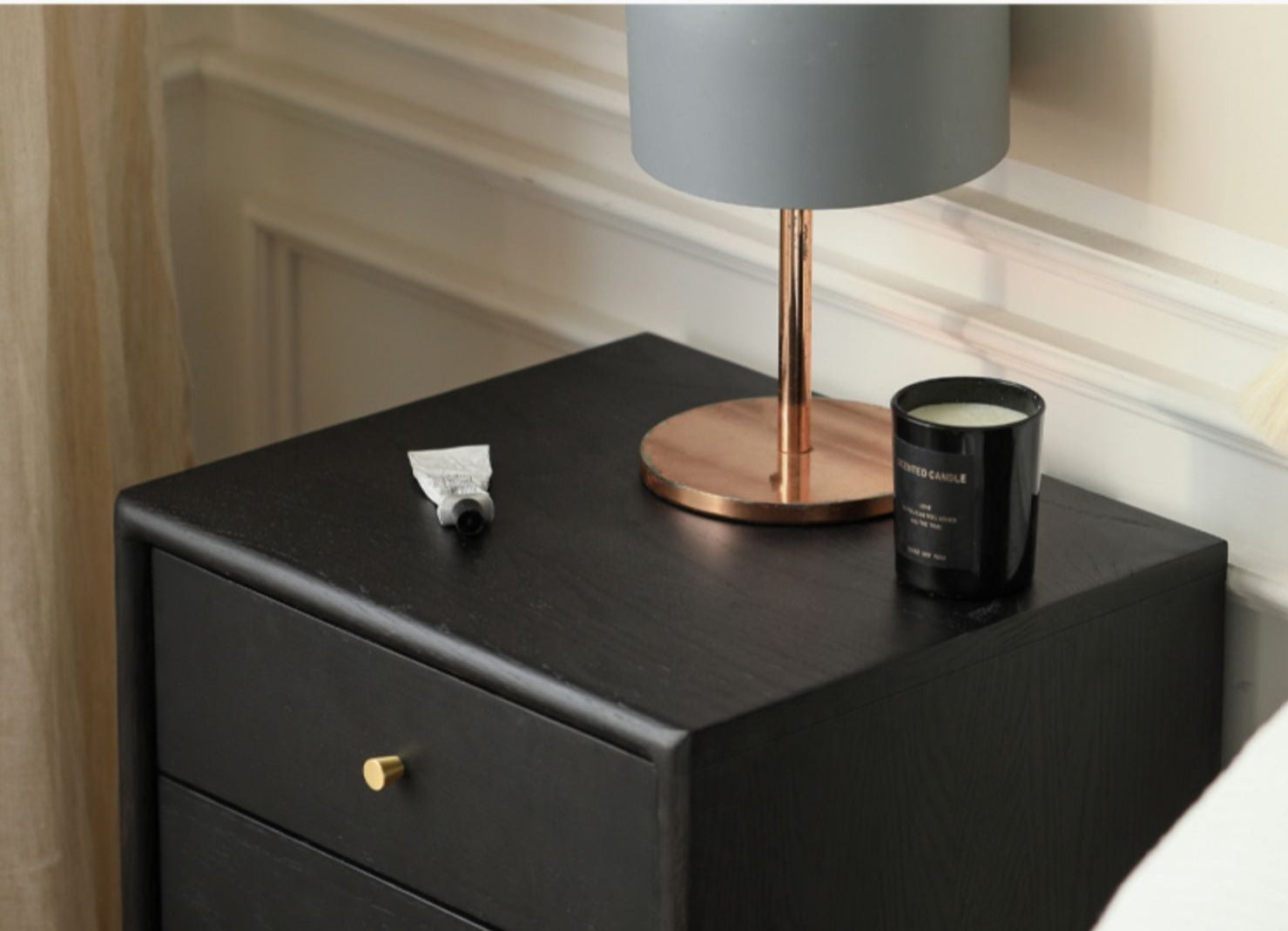 Solid Oak Wood Nightstand in Smoked Finish - Perfect for Bedroom, Living Room, or Office Furniture