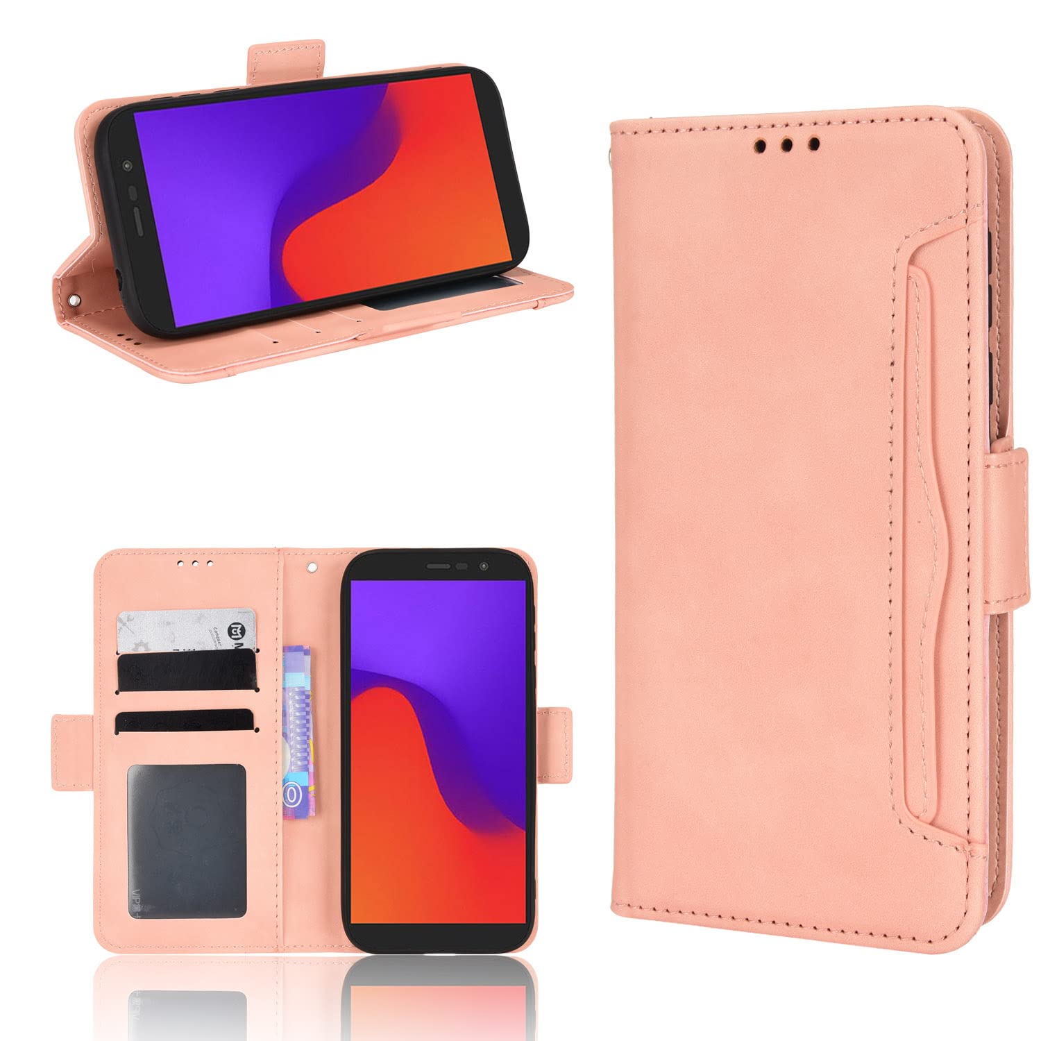 Premium PU Leather Wallet Case for BLU View 2 (B130DL) - 5 Card Slots Flip Cover with Stand Function | Perfect for Everyday Use, Business Travel & Hands-Free Viewing (5.5