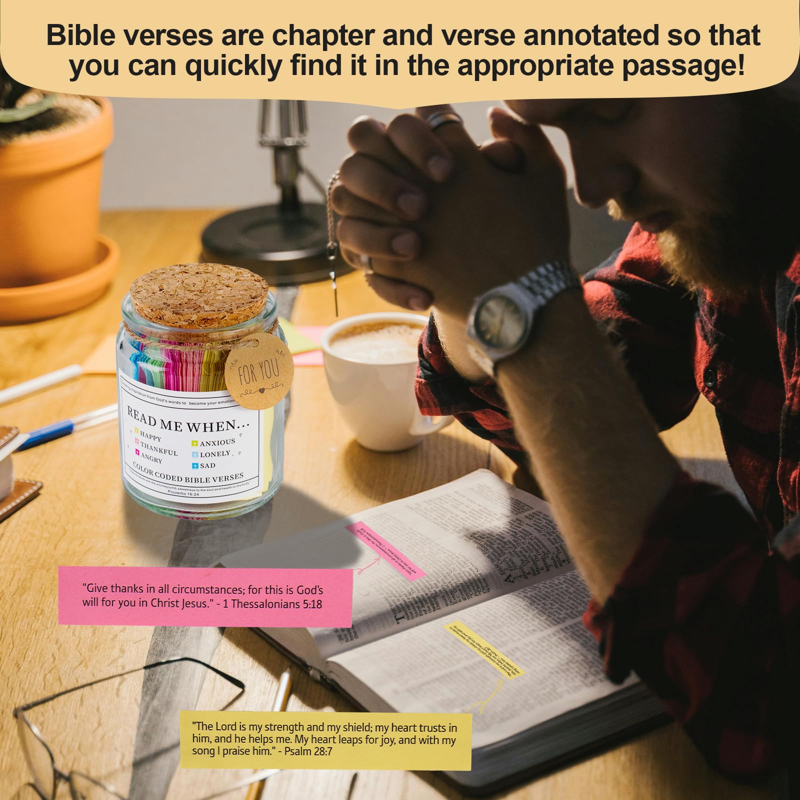 Bible Verse Jar - Inspirational Scripture Gift for Women, Men, Mom - Perfect Christian Gift for Mother's Day, Easter, Graduation & Prayer - Religious Encouragement Jar for Daily Devotion & Faith Building
