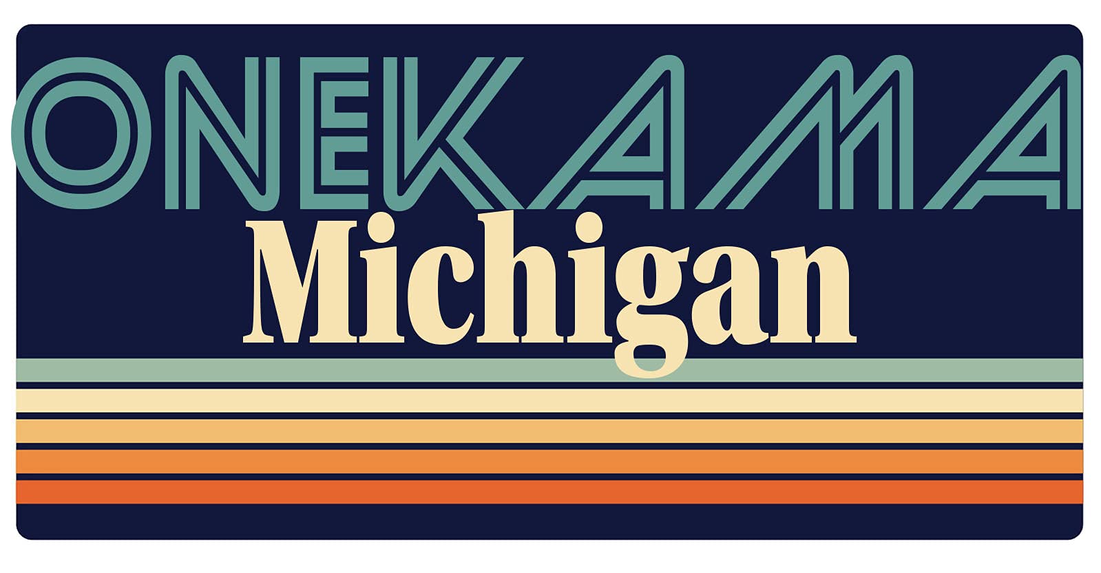 Onekama Michigan Retro Fridge Magnet 5 x 2.5 Inch - Vintage Souvenir for Refrigerator, Office, Home Decor & Travel Memories