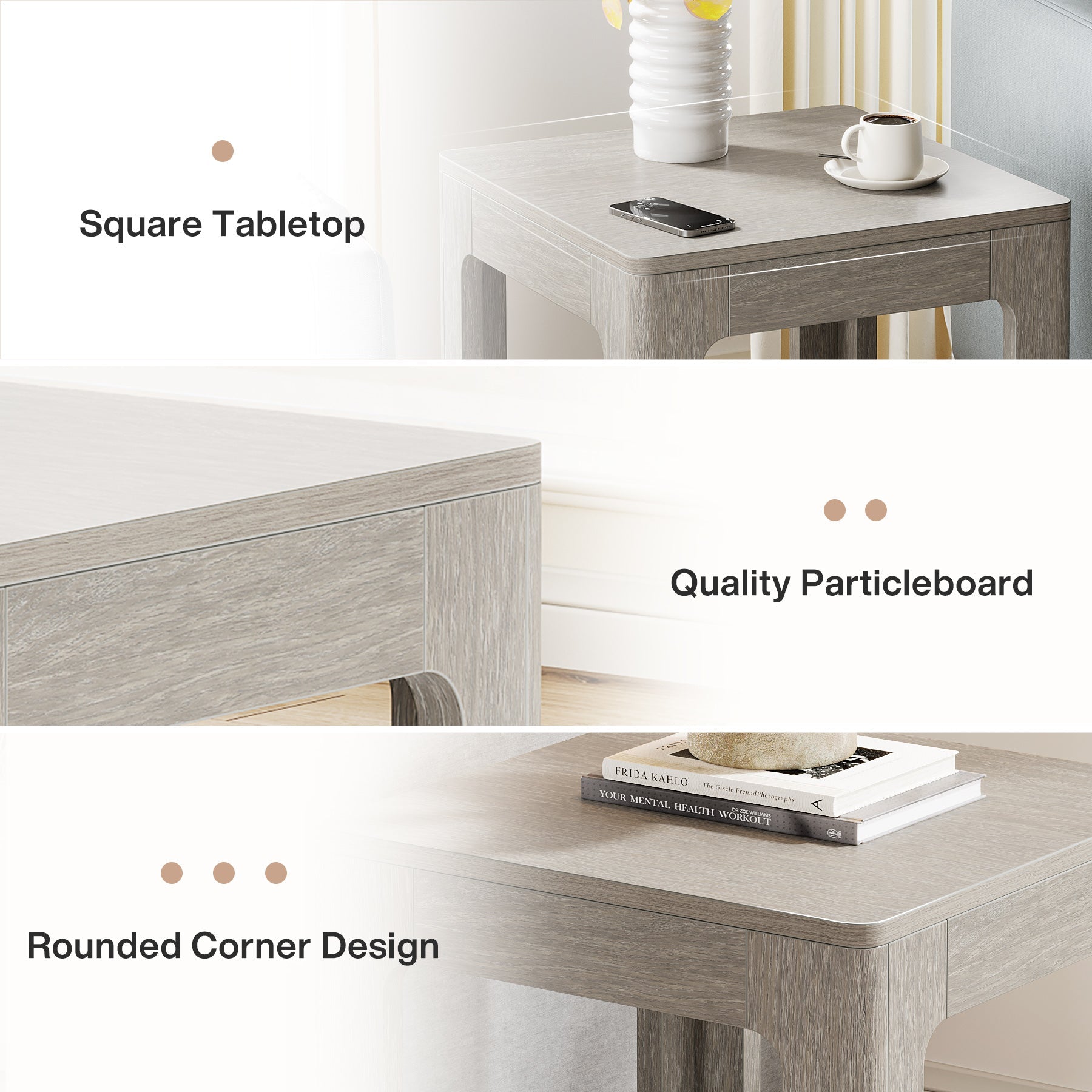 21.6 Inch 2-Tier Square End Table with Storage Shelf - Modern Nightstand for Bedroom, Living Room & Office - Sturdy Side Table for Small Spaces, Home Decor & Organization