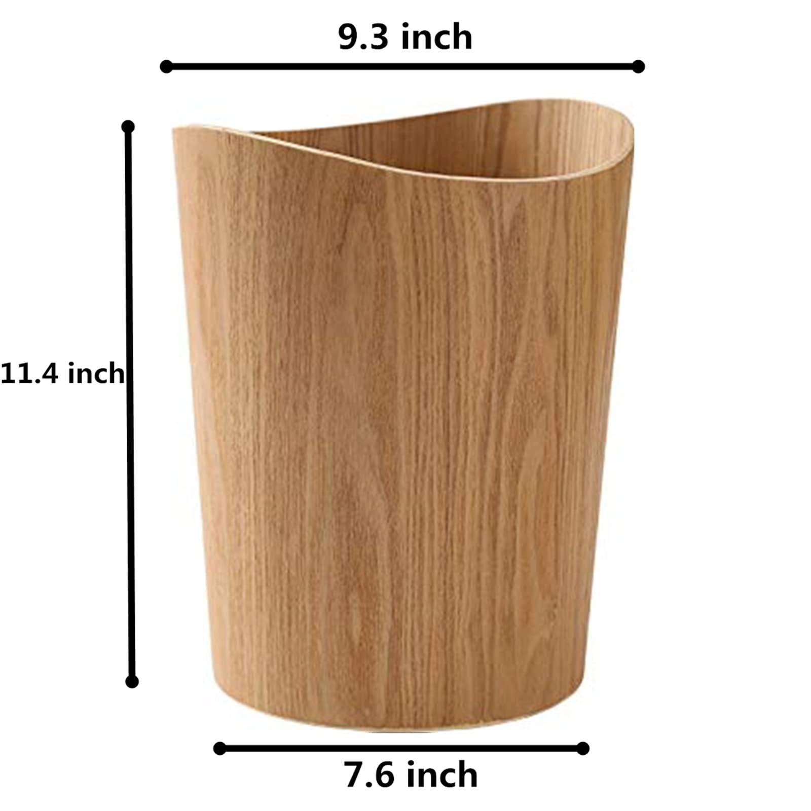 2.3 Gallon Japanese-Style Natural Wood Trash Can - Lightweight & Sturdy Round Waste Basket for Home, Office, Kitchen, Bedroom, Under Desk, Kids Room & Hotel - Eco-Friendly Home Decor & Waste Management Solution (Light Wood) - Perfect for Small Spaces, Minimalist Decor & Daily Trash Disposal