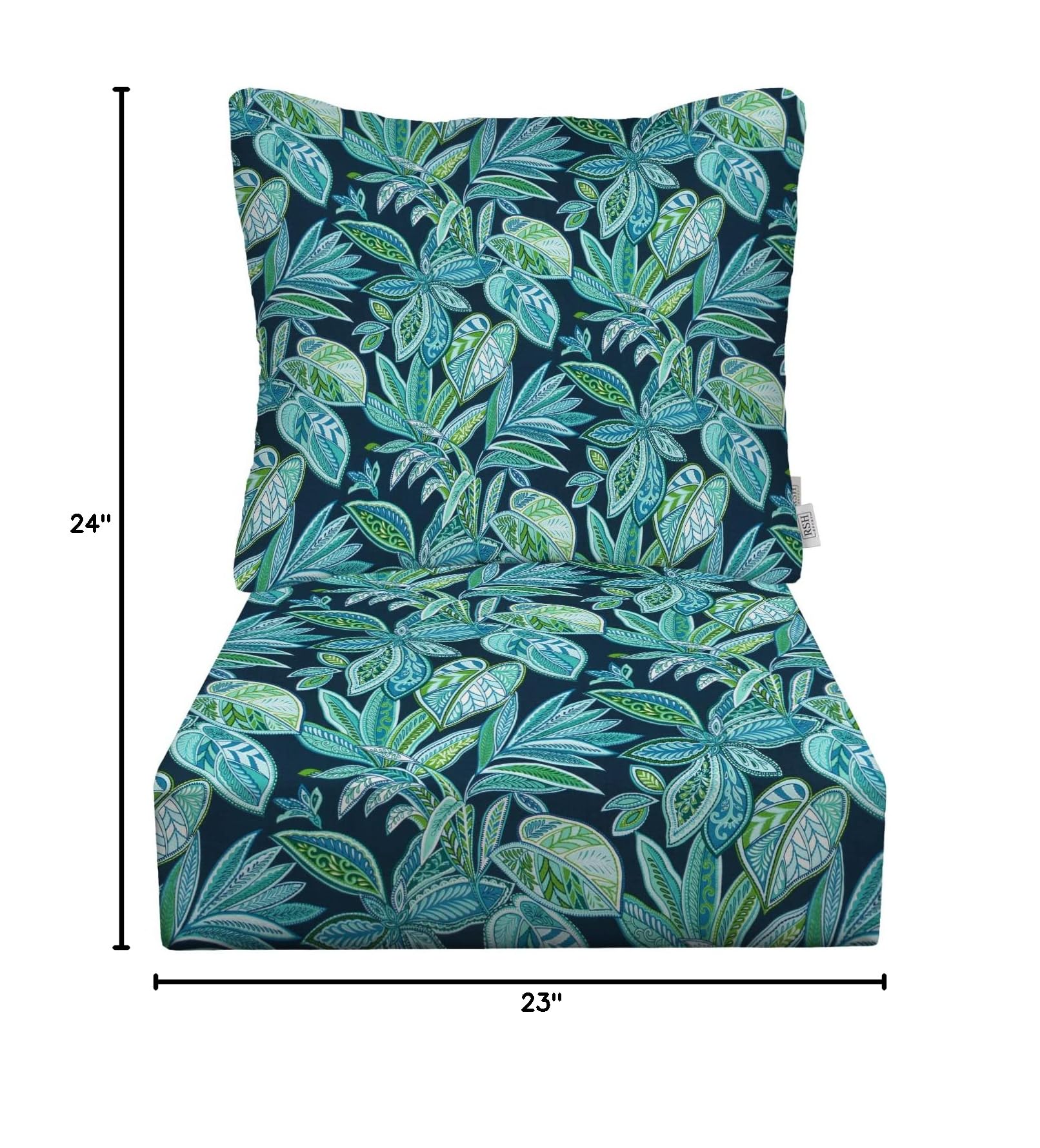 RSH DECOR: 23” x 24” Deep Seating Cushion Set with Pillow Back - All-Weather Spun Fabric, Waterproof & Fade-Resistant Outdoor Chair Cushions for Patio Furniture - Perfect for Poolside Lounging, Backyard Relaxation & Coastal Living (Crestwood Marine)