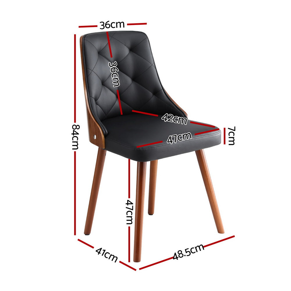 4-Piece Artiss Dining Chair Set - Black PU Leather Upholstered Modern Kitchen Chairs for Dining Room, Kitchen, Restaurant & Home Decor