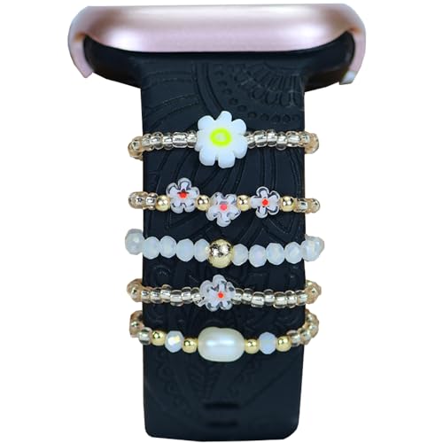 white flower beads