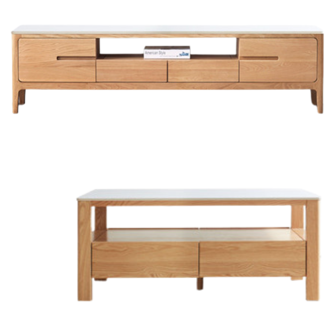 out of stock 70.9x13.8x17.7 inch/ 180x35x45сm/ Natural Wood color/ TV cabinet (fish belly white) +coffee table