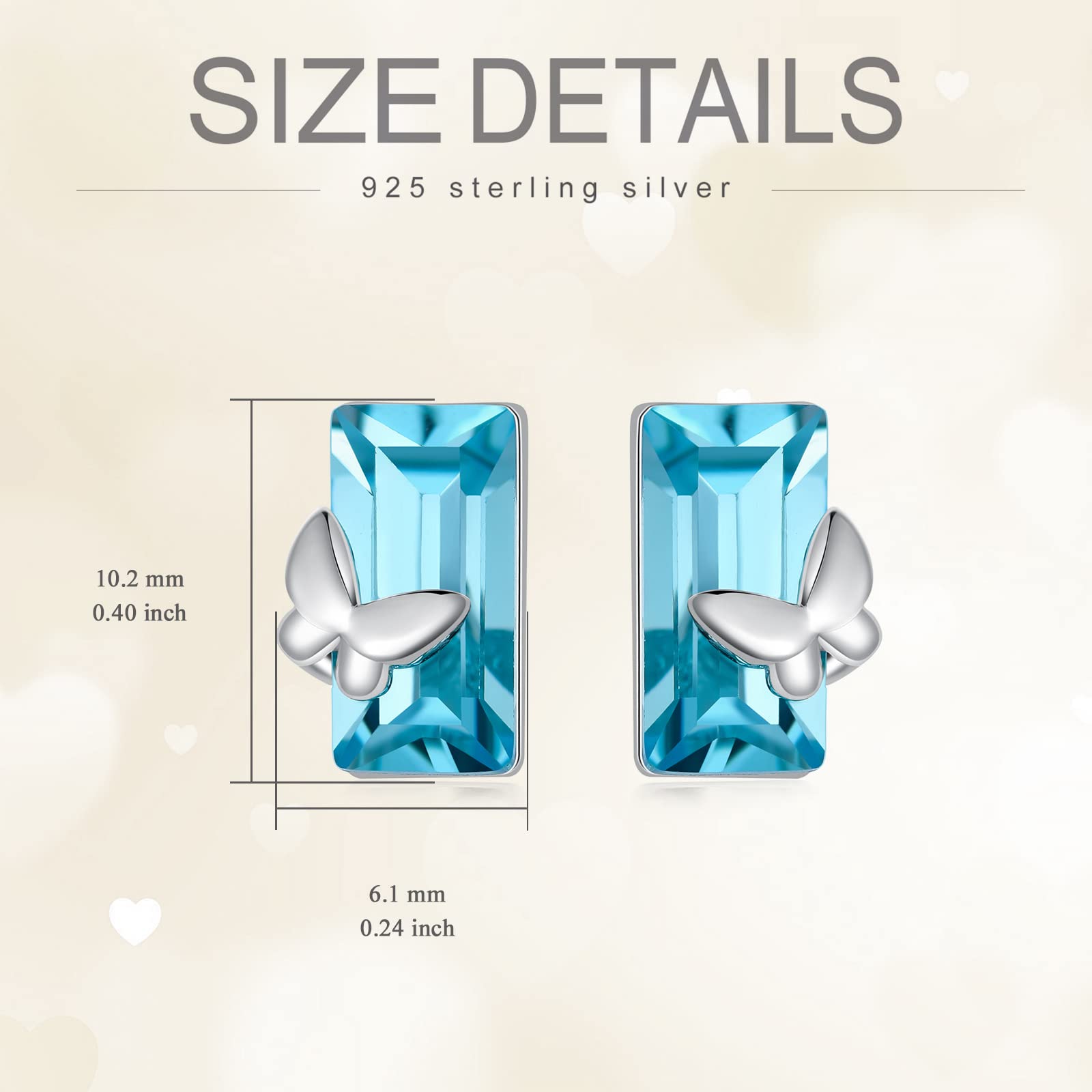 WINNICACA 925 Sterling Silver Blue Crystal Butterfly Stud Earrings for Women - Elegant Jewelry Gift for Her, Daughter, Sister, Mom, Girlfriend & Wife - Perfect for Birthday, Christmas & Special Occasions - Everyday Wear, Date Night & Office Accessory