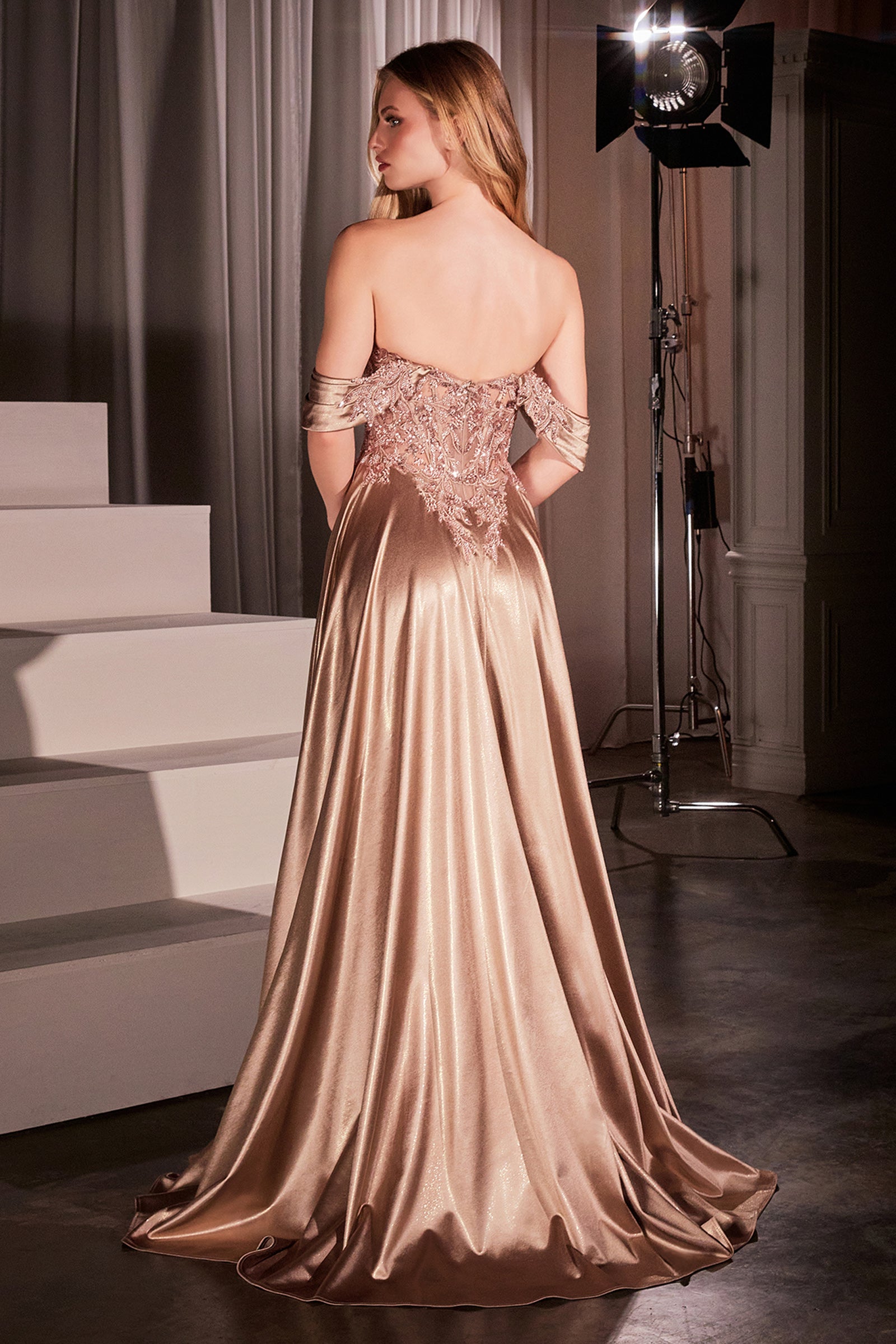 Elegant Bronwyn Gown - Off-the-Shoulder Lace & Satin A-Line Dress for Weddings, Prom & Special Occasions
