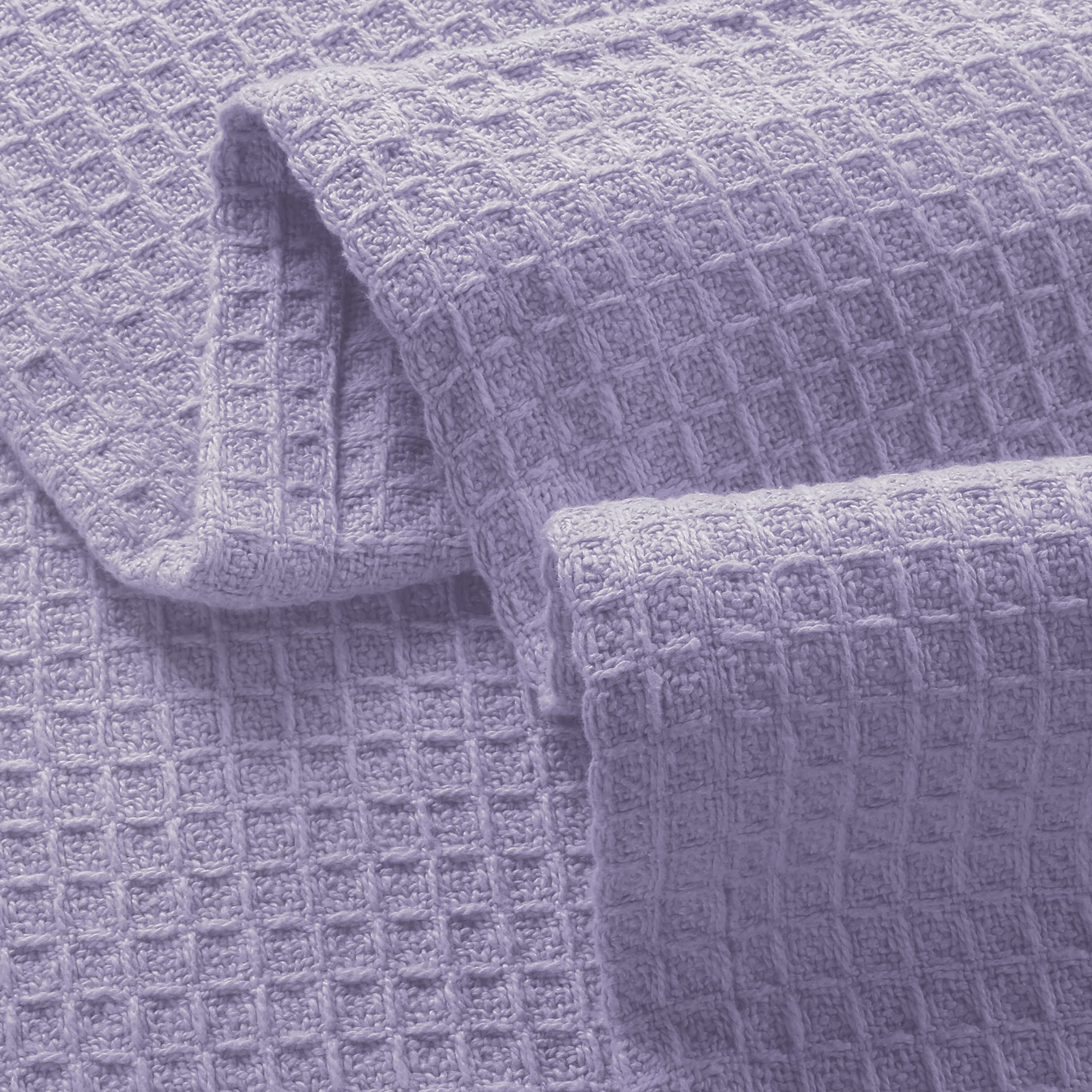 GLAMBURG 100% Cotton Thermal Blanket - Queen Size Soft Waffle Weave Blanket, Breathable All-Season Bedding for Cozy Sleep, Warm & Lightweight - Perfect for Bedroom, Sofa, Travel & Gifts (Purple)