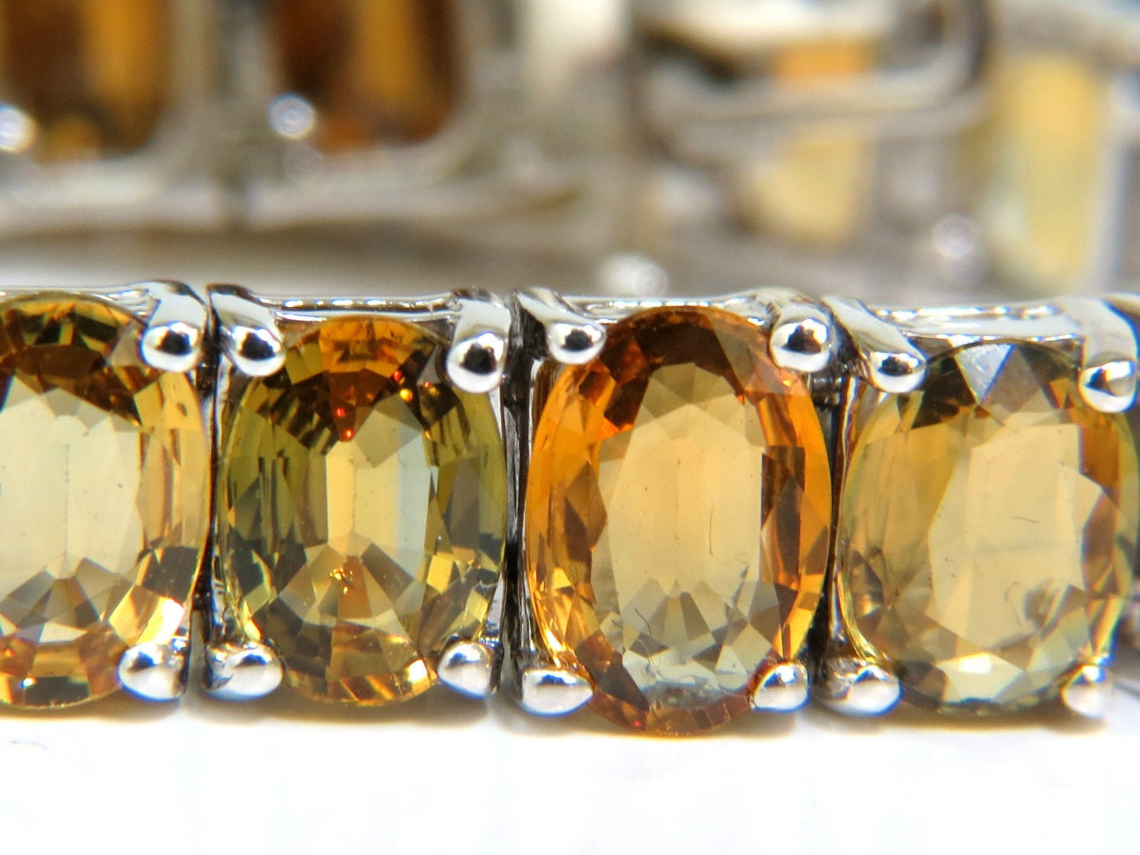 33.00ct Natural Yellow Green Orange Sapphire Tennis Bracelet - Elegant Gemstone Jewelry for Women, Perfect for Weddings, Parties & Special Occasions