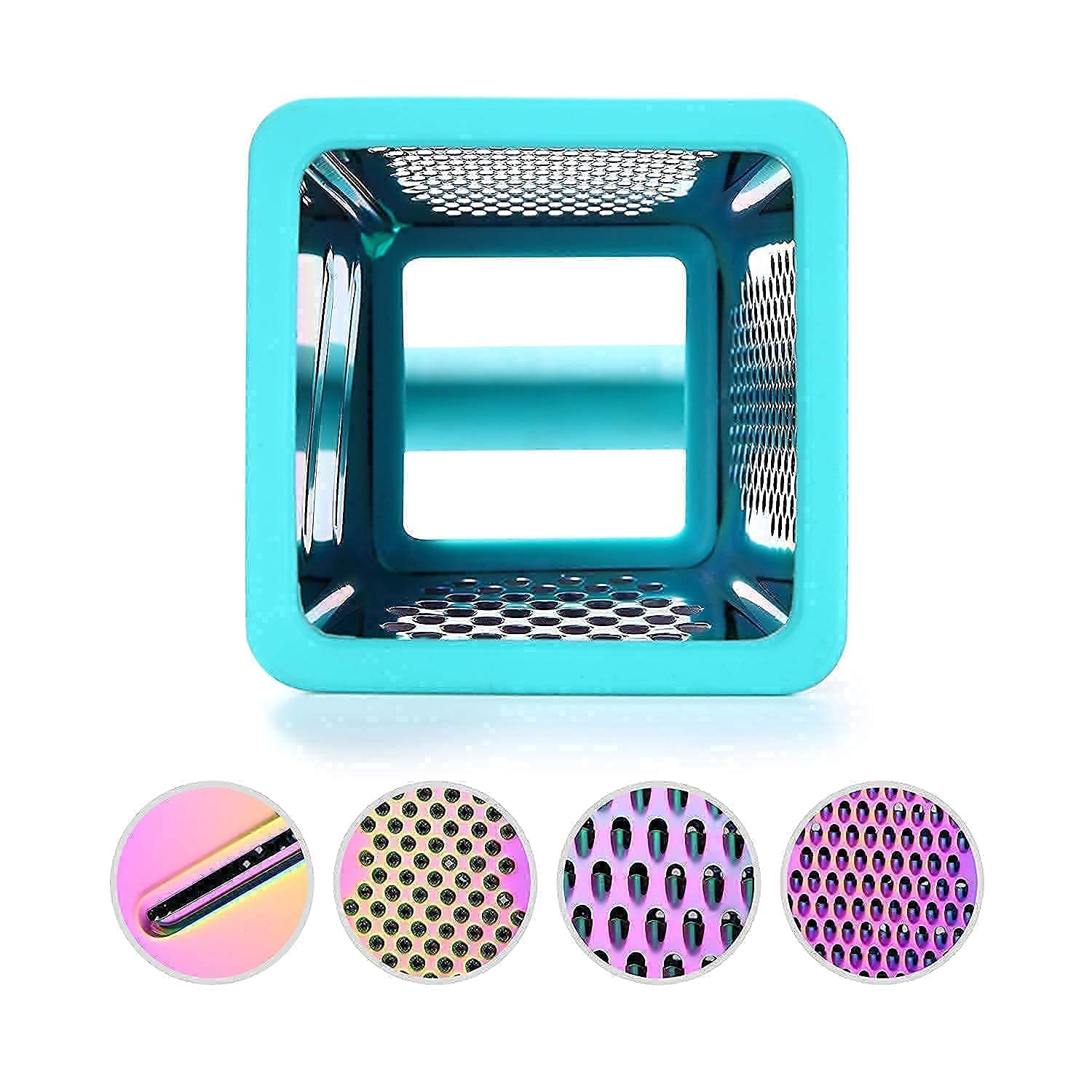 Rainbow Color Cutlery Knife Set - 5-Piece Professional Stainless Steel Kitchen Knives with Wooden Block & Box Grater | Perfect for Home Cooking, Food Prep & Gift Giving