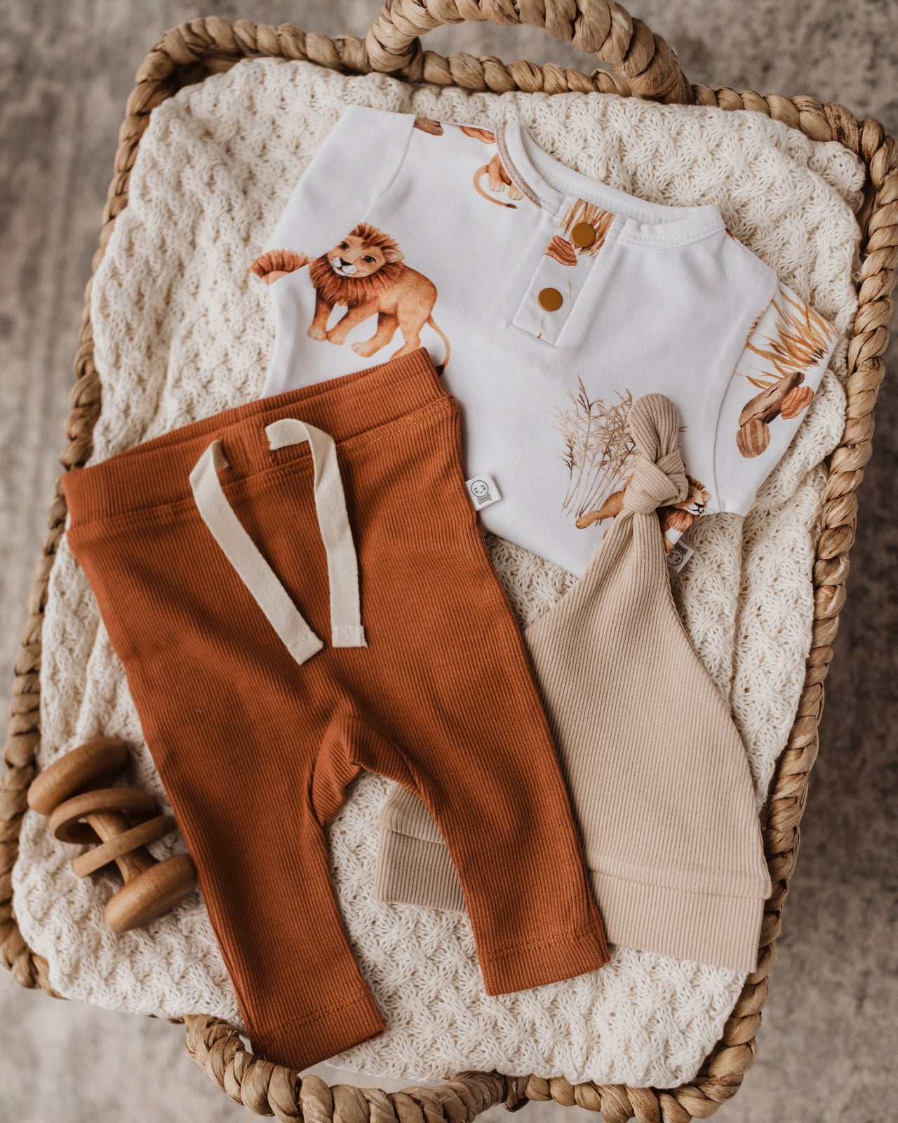 Organic Cotton Long Sleeve Baby Bodysuit with Lion Design - Soft & Snug Infant Onesie for Newborns & Toddlers - Perfect for Playtime, Nursery & Family Photos