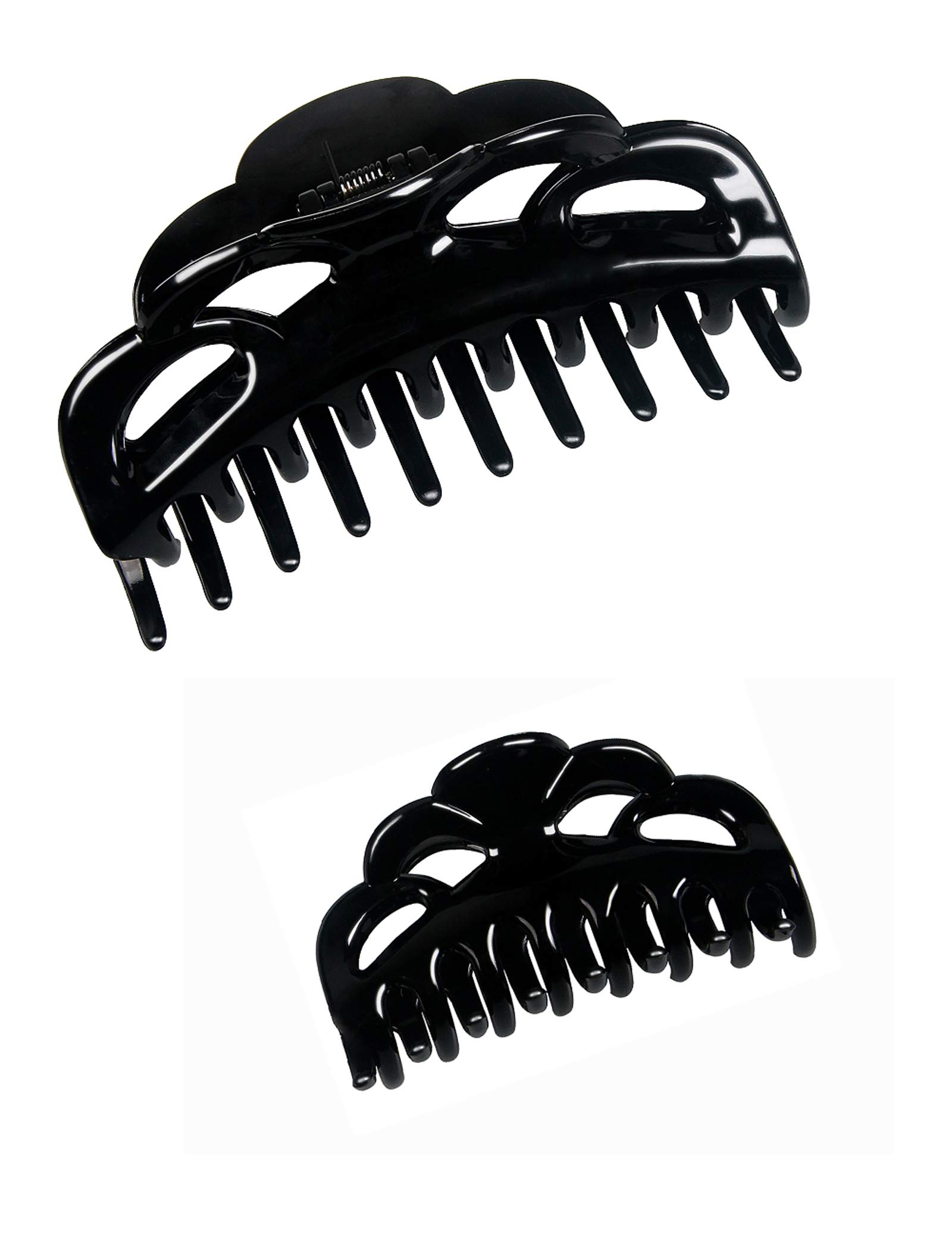 Non-Slip Large & Medium Butterfly Hair Claw Clips for Women - 2pcs Black Hair Styling Accessories Set (Arc-Black) | Perfect for Work, Parties & Everyday Hairstyles