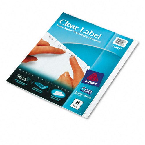 Avery Clear Label Punched Dividers, 8-Tab Letter Size, White - 2 Packs (16 Total) for Office Organization & Filing Systems
