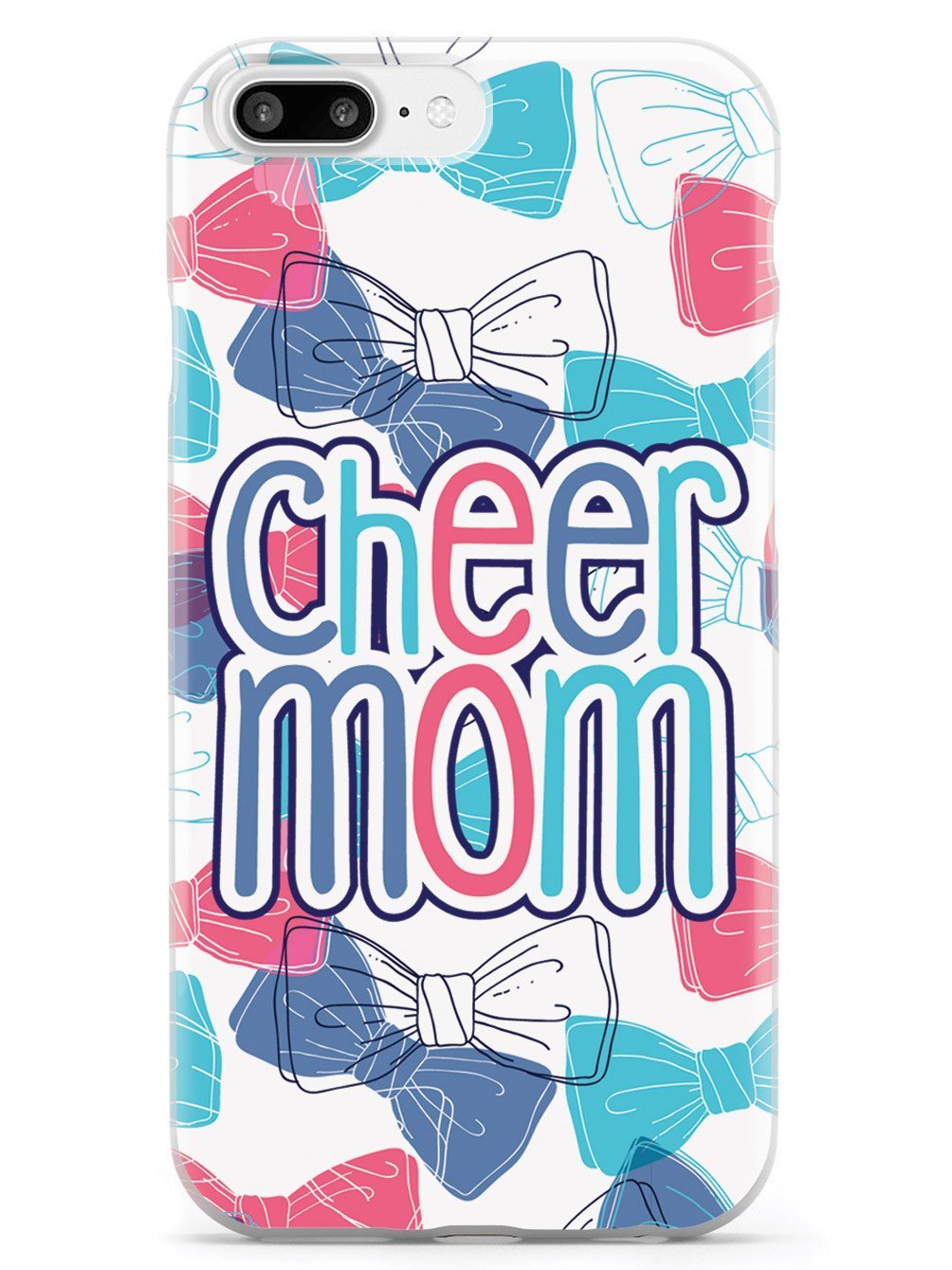 Inspired Cases - Shockproof iPhone 8 Plus Case with 3D Textured Design - Slim Protective Cover for Apple iPhone 8 Plus - Cheer Mom Bow Pattern - Perfect for Everyday Use, Sports & Outdoor Activities