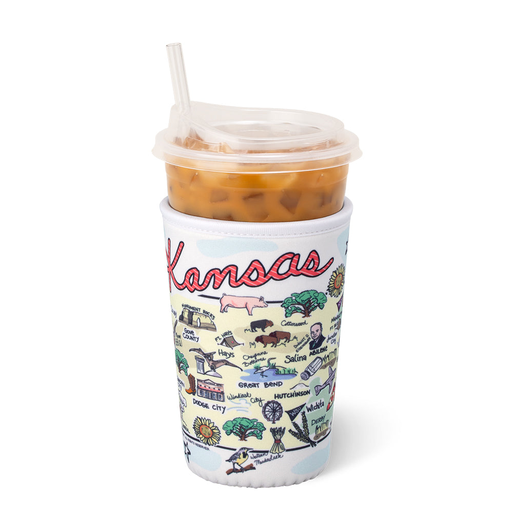 Kansas Medium Iced Cup Coolie - Insulated Beverage Sleeve for Coffee, Tea & Cold Drinks - Perfect for Office, Travel & Outdoor Activities