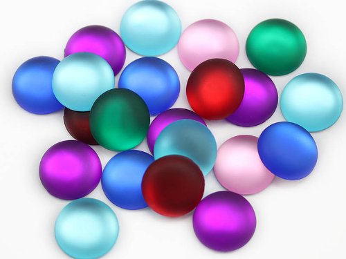 15mm Round Flat Back Frosted Acrylic Cabochons - 25pcs Blue Aqua Rhinestones for DIY Crafts, Jewelry Making, Costume Embellishments, Card Decor & Cosplay Accessories (H509) - Perfect for Scrapbooking, Nail Art & Home Decor Projects