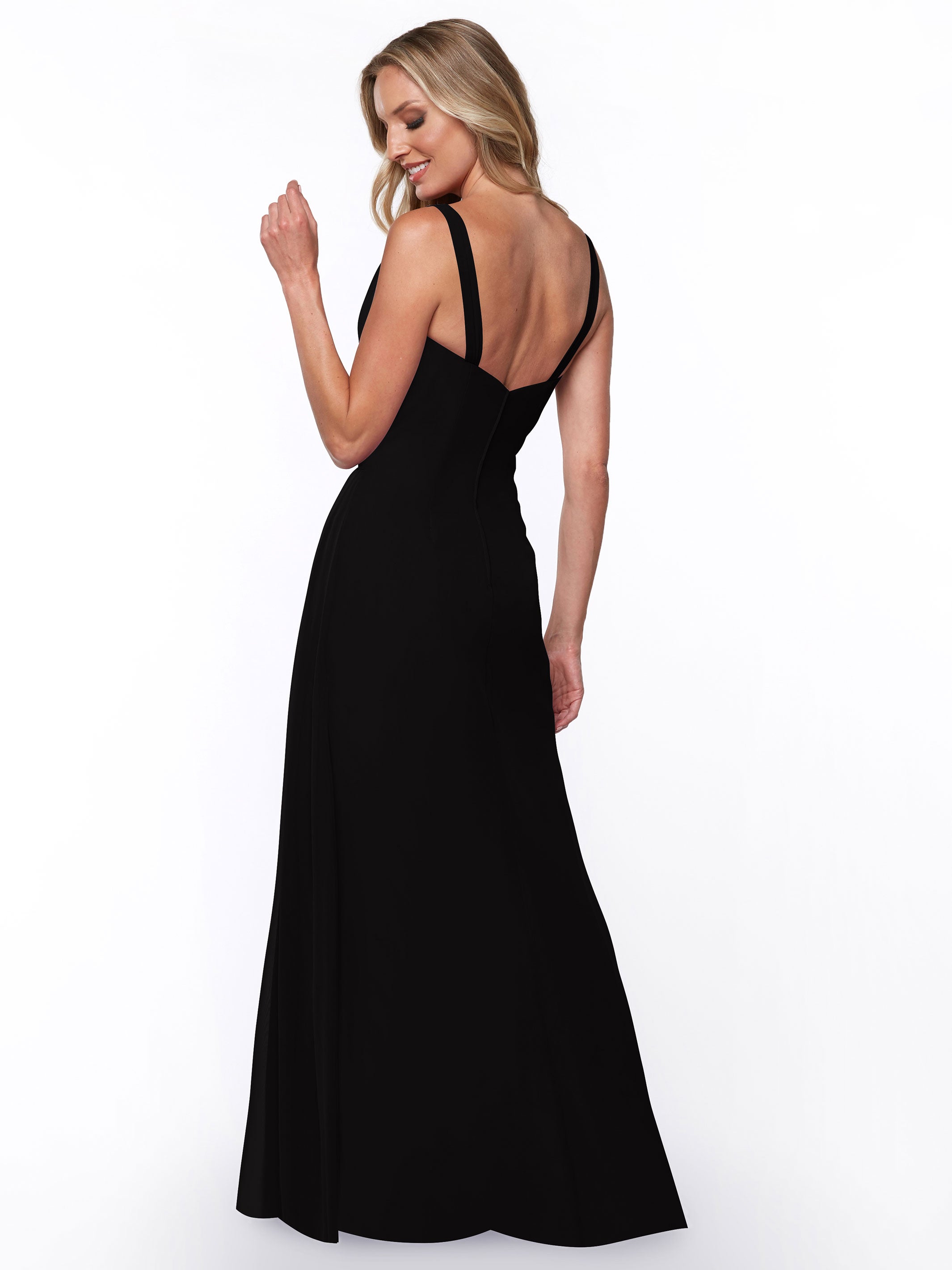 Elegant 80030 Chiffon Sheath Bridesmaid Dress with Ruching V-Neck Bodice - Perfect for Weddings, Formal Events & Special Occasions