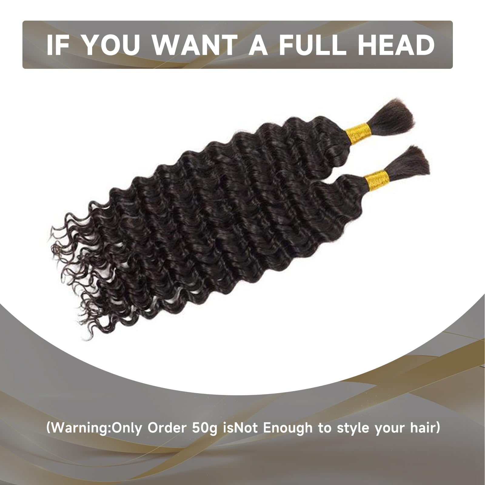 16A 20 Inch Deep Wave Bulk Human Hair for Braiding - 250g Brazilian Virgin Hair Extensions (5 Bundles/Pack) | No Weft Boho Curly Hair for Braids & Protective Styles - Perfect for Weddings, Parties & Everyday Wear