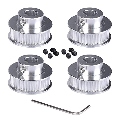 40T GT2 Timing Pulley 5mm Bore Aluminum Synchronous Wheel for 3D Printers - Pack of 4 - Perfect for Belt Drives, CNC Machines & DIY Projects