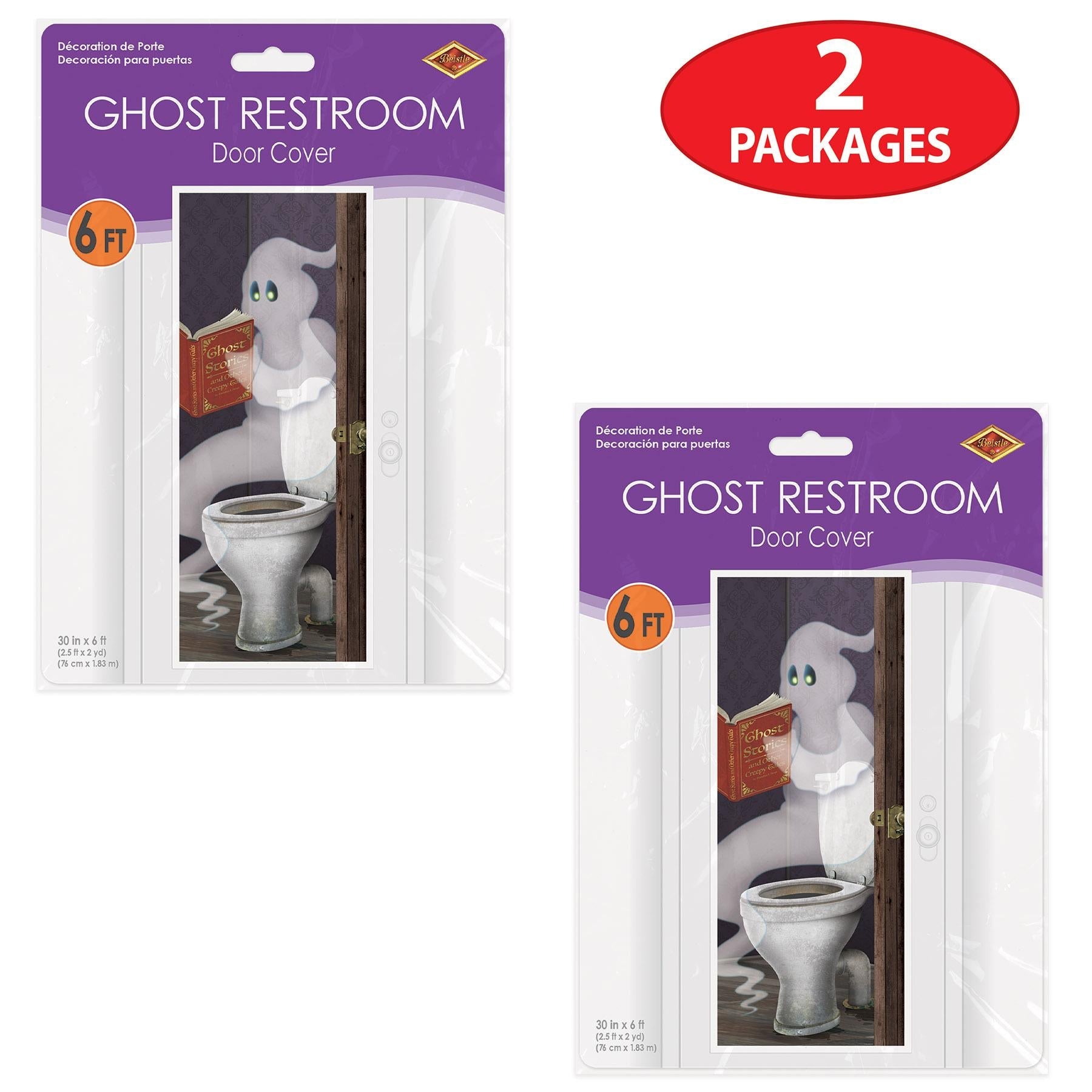 12 Pack Beistle Halloween Ghost Restroom Door Cover - Spooky Decor for Bathroom, Party & Haunted House - Perfect for Halloween Decorations & Scary Party Supplies