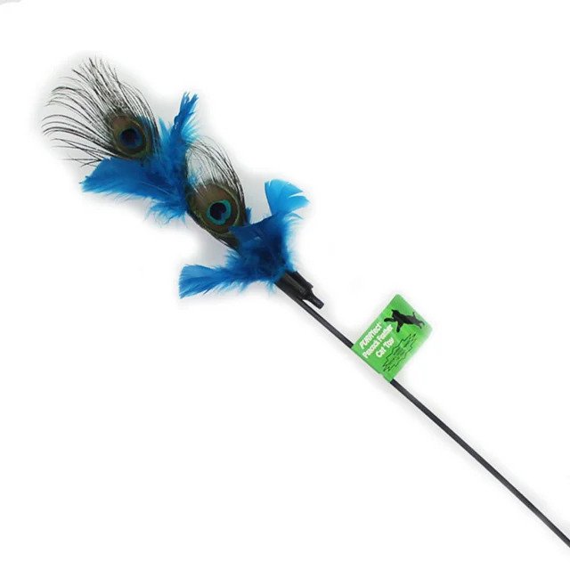 Colorful Peacock Feather Cat Toy - Interactive Play for Kittens & Adult Cats - Perfect for Indoor Play & Exercise