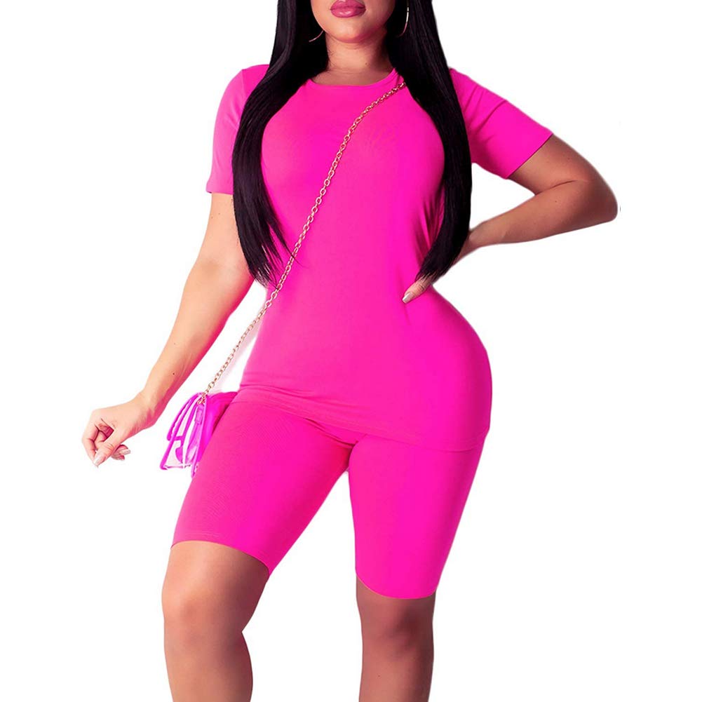 Women's 2-Piece Workout Outfit - Short Sleeve T-Shirt & Athletic Shorts Set | Yoga, Gym, Running & Lounge Wear | Casual Sportswear for Home & Active Lifestyle