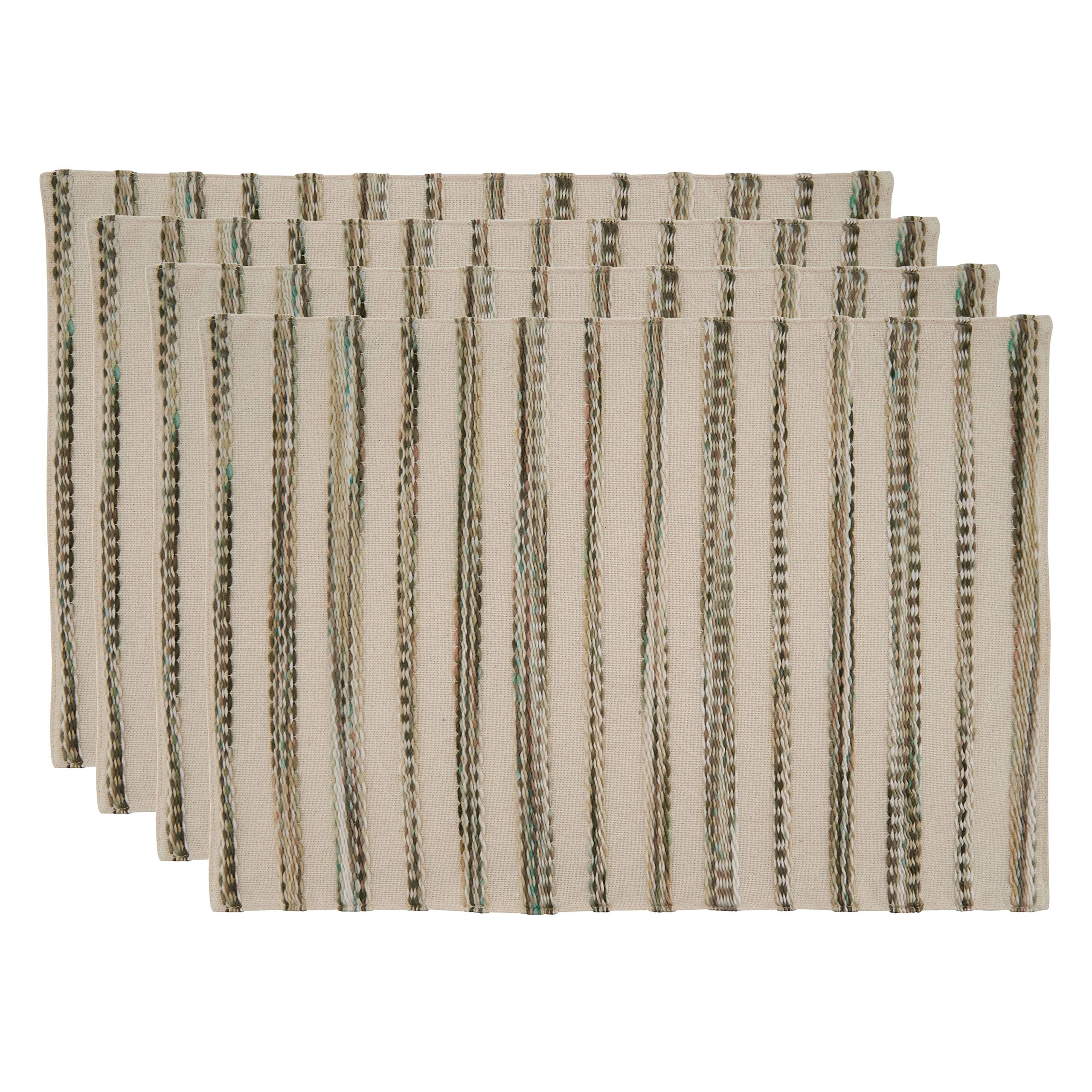 Premium Stripe Weave Design Placemats Set of 4 - Waterproof & Heat Resistant Table Mats for Dining, Kitchen, and Party Decor