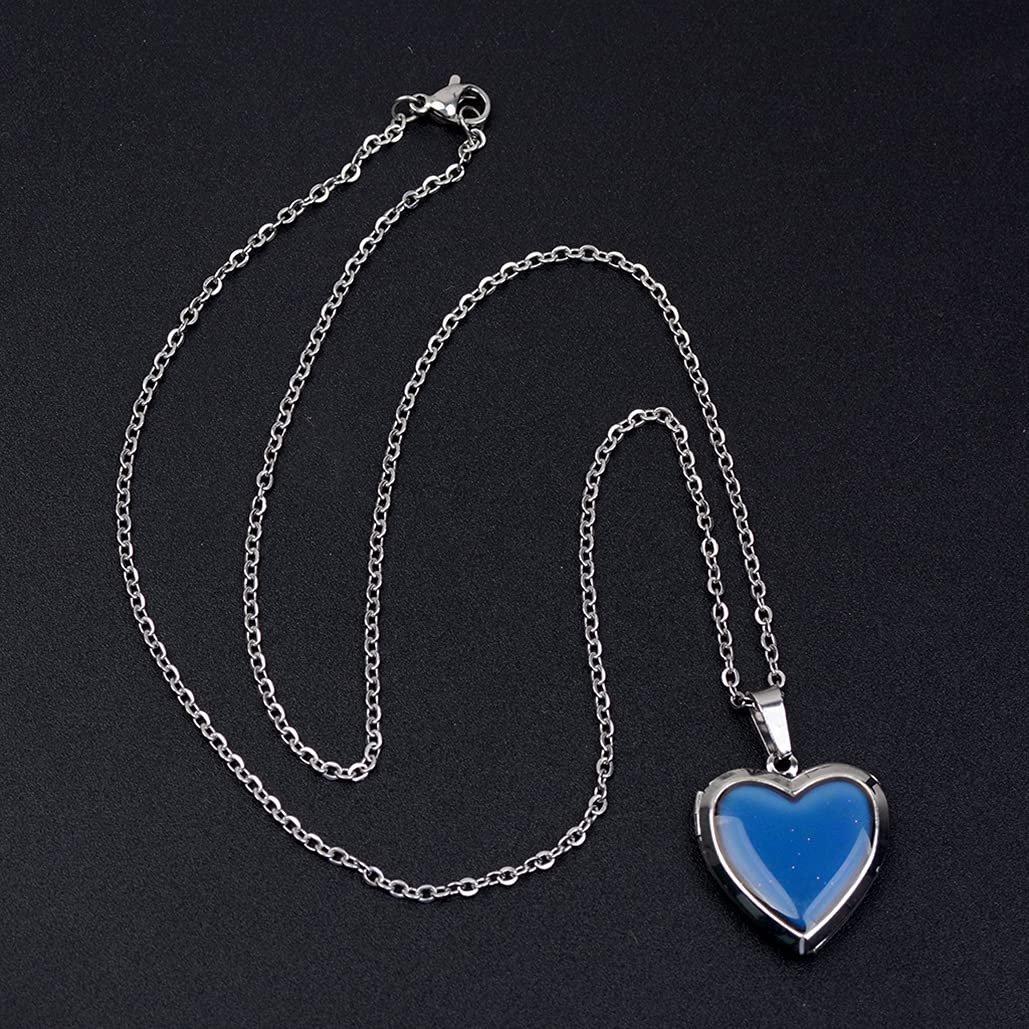 Temperature Sensing Color Changing Pendant Necklace - Heart, Butterfly, Turtle & Dolphin Charms - Mood Jewelry Gift for Women & Girls - Perfect for Valentine's Day, Birthday & Anniversary Gifts