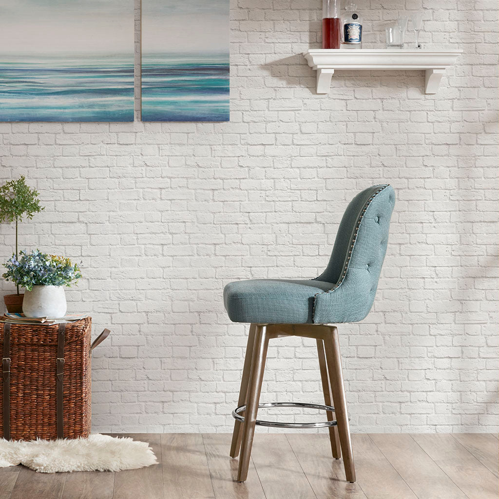 Swivel Counter Stool with Adjustable Height - Modern Bar Stools for Kitchen Island, Breakfast Nook & Home Bar - Comfortable 360° Rotating Seat for Dining & Entertaining