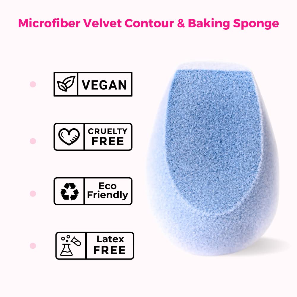 Premium Microfiber Makeup Sponge Blender for Contouring & Baking - Super Soft, Latex-Free, Aqua Blue | Professional Beauty Tool for Flawless Foundation Application & Highlighting