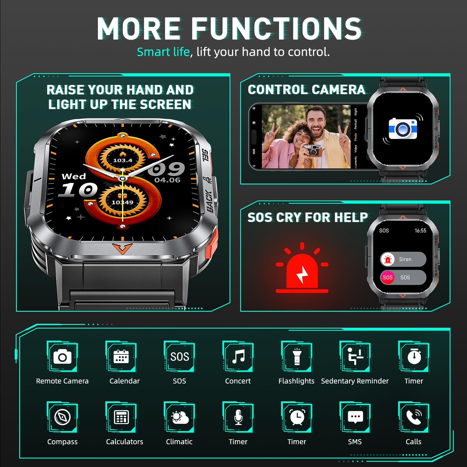 Military Smart Watch for Men - 2.02