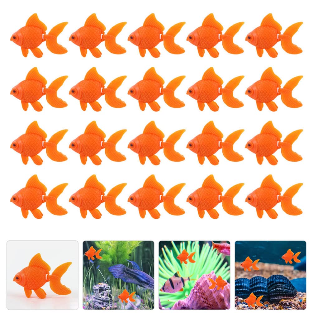 POPETPOP 50Pcs Realistic Artificial Goldfish - Floating Plastic Fake Fish Decor for Aquarium, Fish Tank, Pond | Vibrant Orange Moving Fish for Home Decor, Party Centerpieces & Water Feature Accents