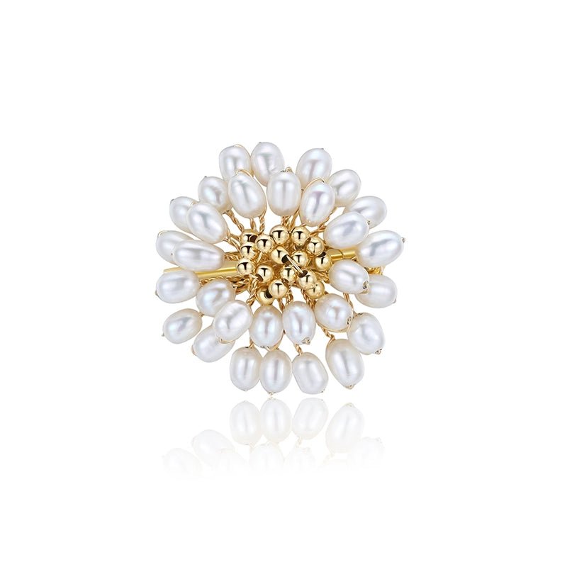 COCOKIM Starry Series Pearl Fireworks Brooch - Elegant Crystal Rhinestone Pin for Women, Perfect for Parties, Weddings & Evening Events