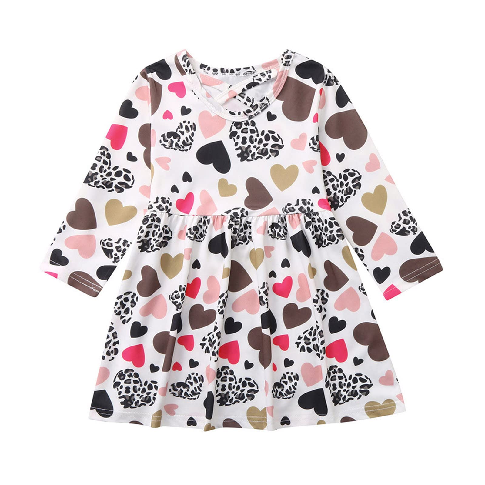 Valentine's Day Kids Clothes for Girls - Heart Print Baby Princess Toddler Leopard Dress & Skirt Set in Red | Perfect for Holiday Parties, Photo Shoots and Special Occasions