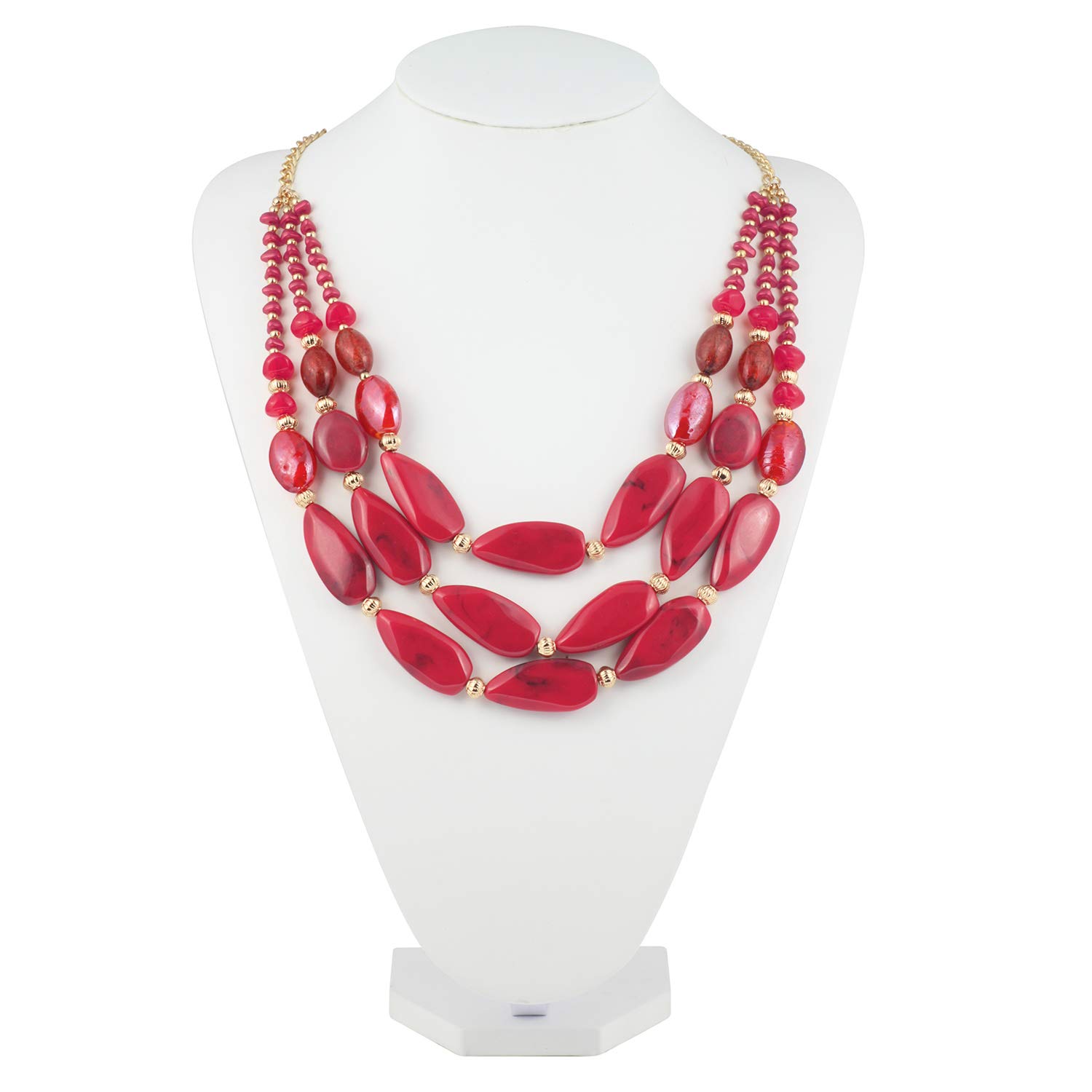 Bocar 3 Layer Beaded Statement Necklace for Women - 24.5