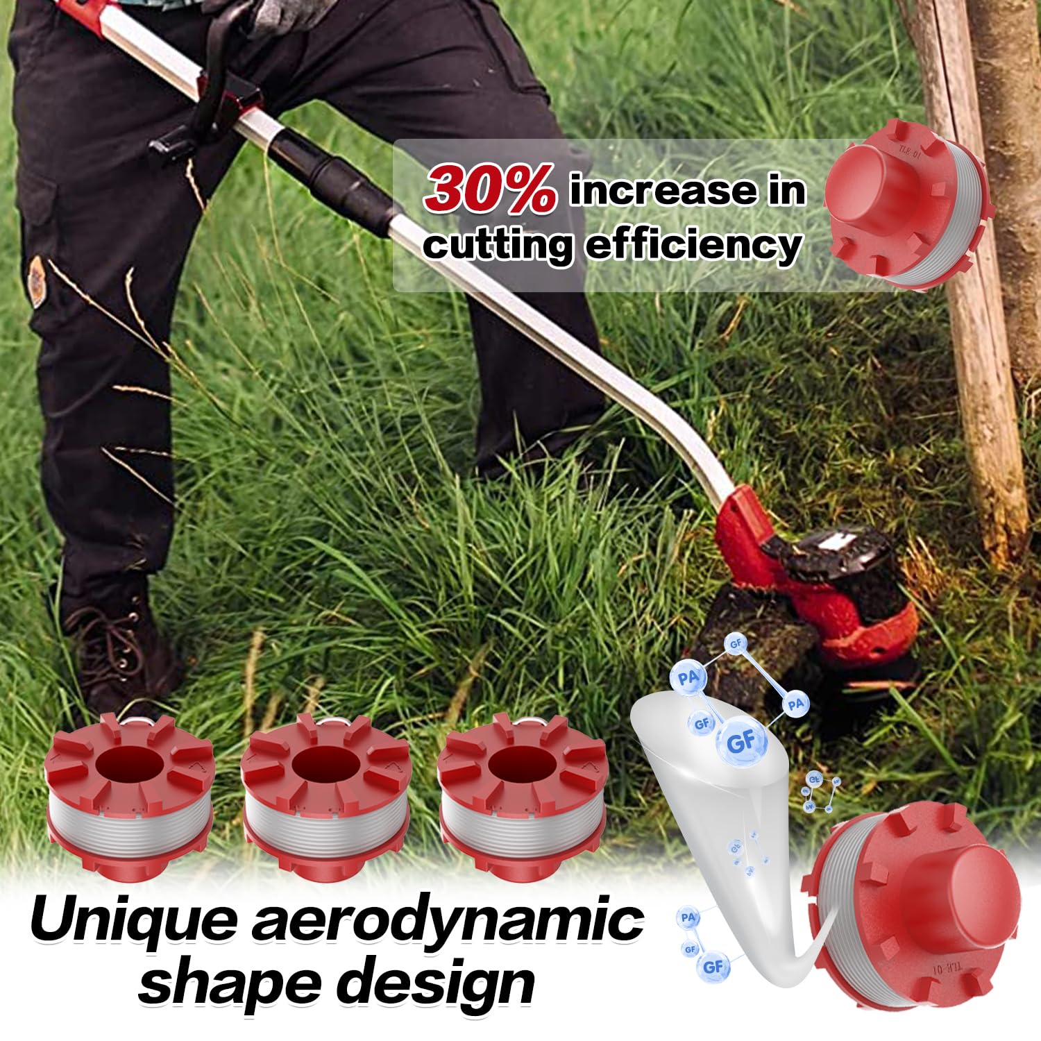 3Pcs Replacement Trimmer Line Spool for Einhell Cordless Grass Trimmer GE-CT 36/30 LI E Solo, AGILLO 36/255 BL, AGILLO 18/200 - 2mm Diameter Nylon Line (8m Length) - Perfect for Lawn Care & Garden Maintenance