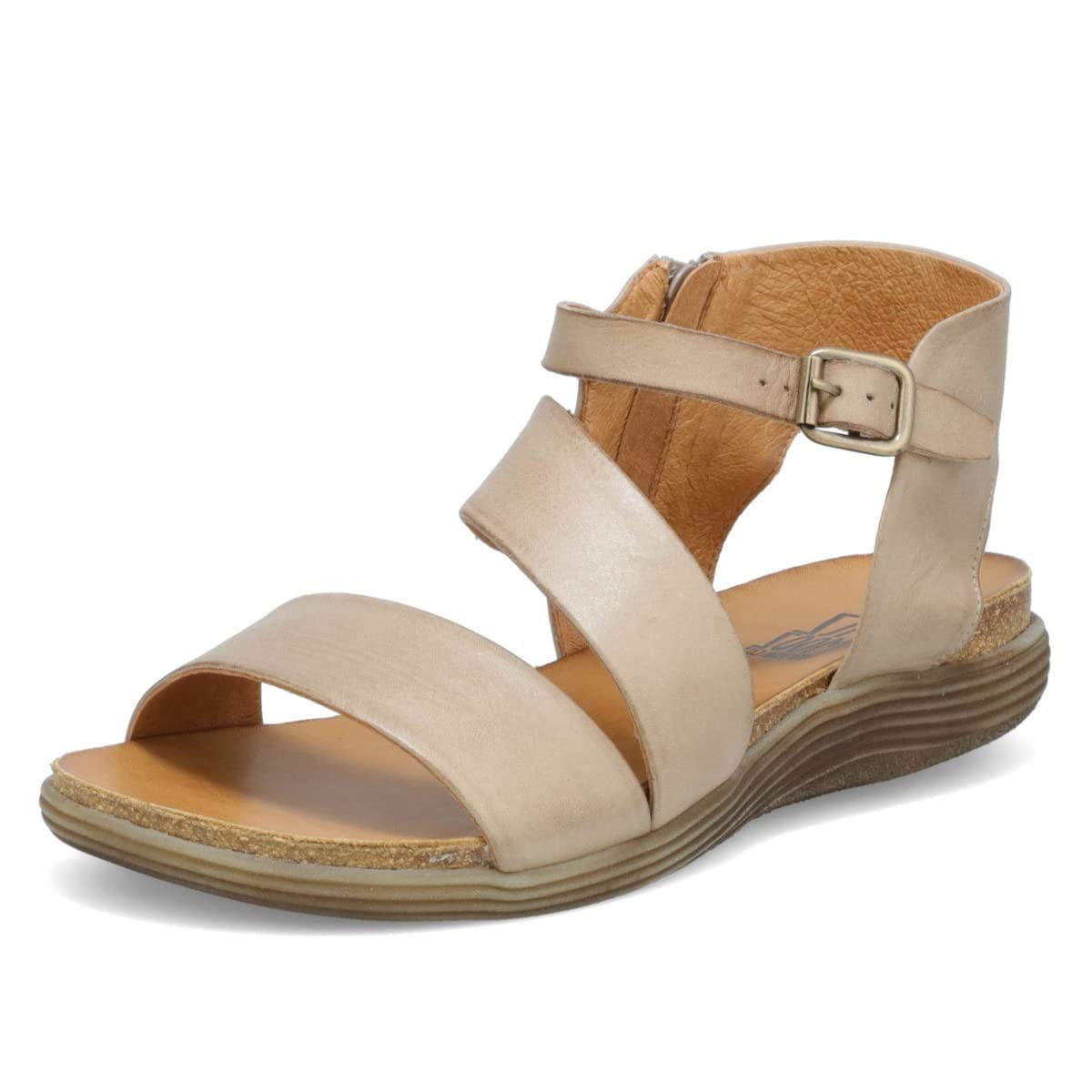 Miz Mooz Meadow Women's Strappy Gladiator Sandals with Side Buckle & Zipper - Comfortable Flat Sandals for Summer, Beach, and Casual Outings