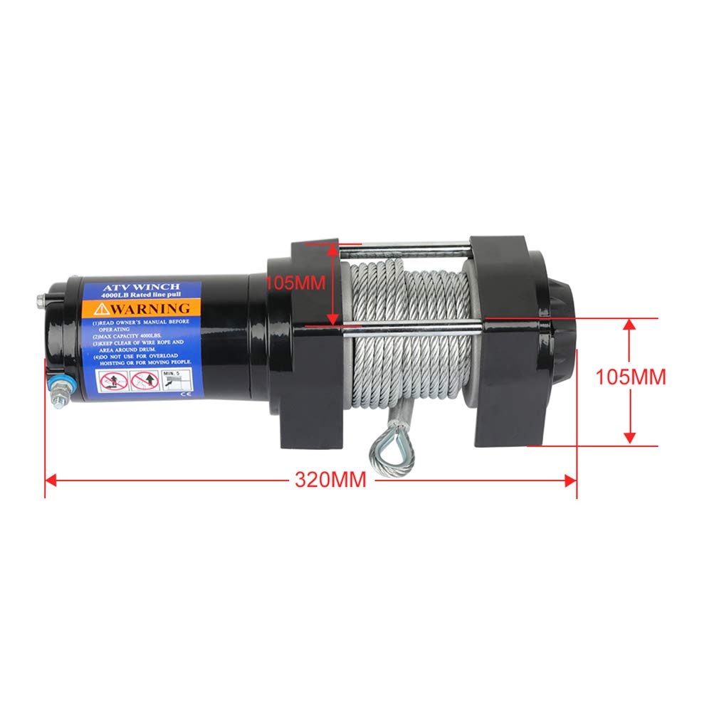 12V 4000LBS Electric Winch with Steel Cable & Wireless Remote - Heavy Duty Towing Winch for Off-Road Vehicles, Trailers, Trucks & Recovery - Perfect for ATV, Jeep, SUV & Boat Towing